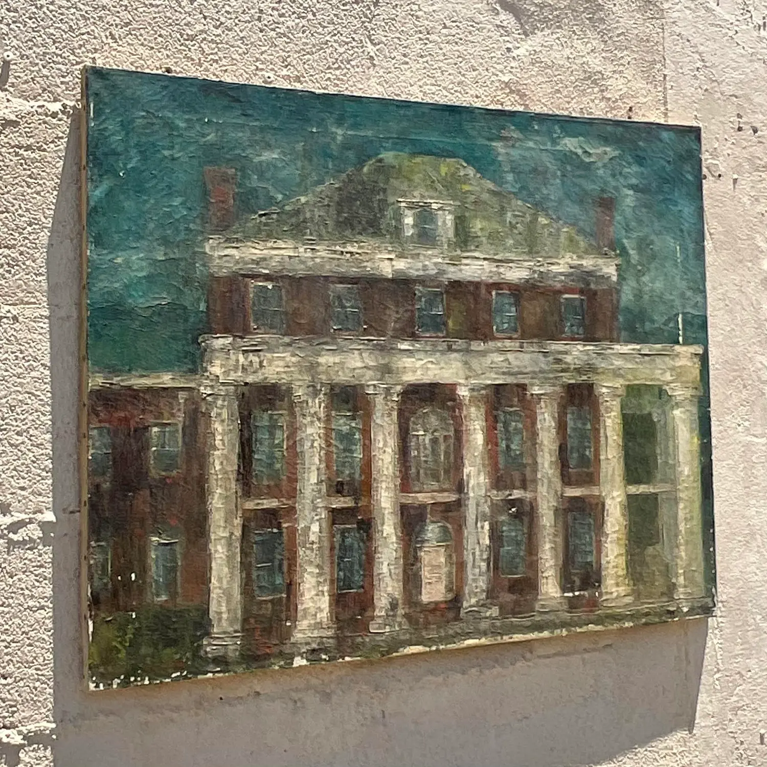Vintage Boho Original Oil Painting on Canvas - Top view