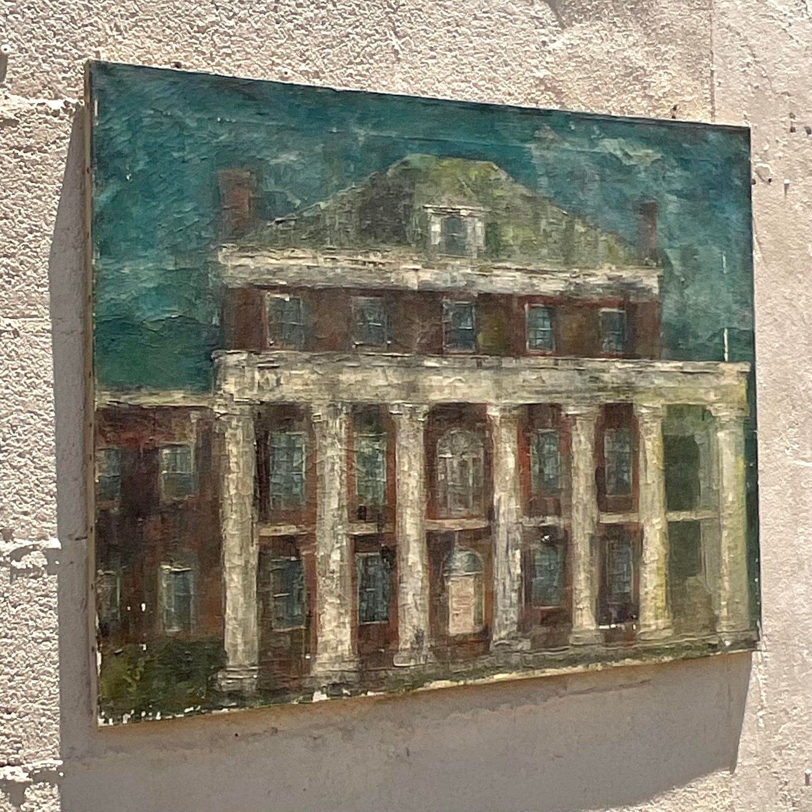 Vintage Boho Original Oil Painting on Canvas - Detail view