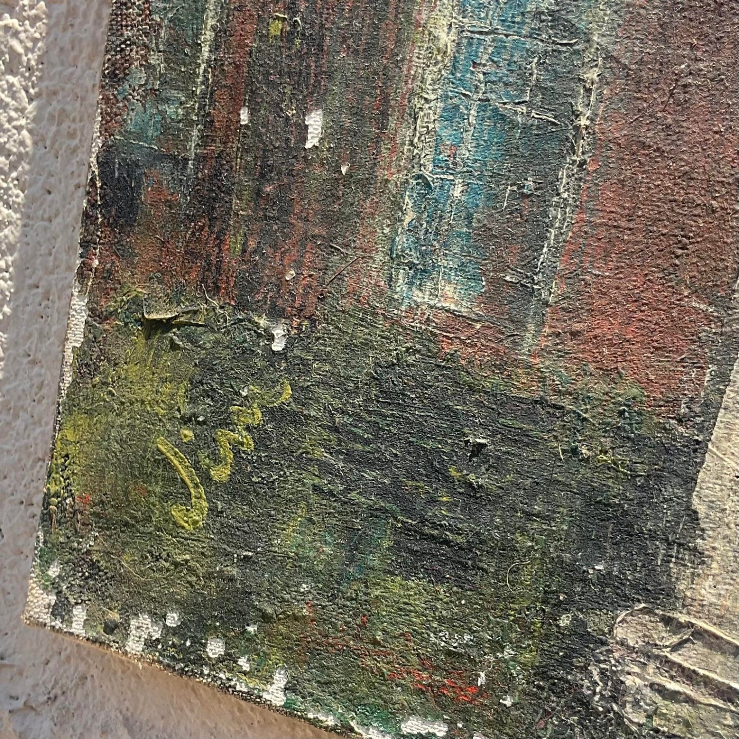 Vintage Boho Original Oil Painting on Canvas - Side view