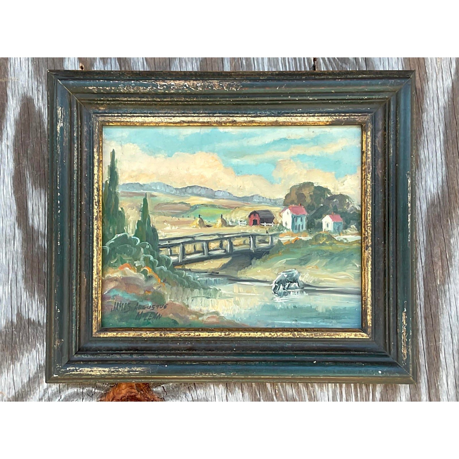 Vintage Boho Original Oil Painting Signed James Augustus McLean - Back view