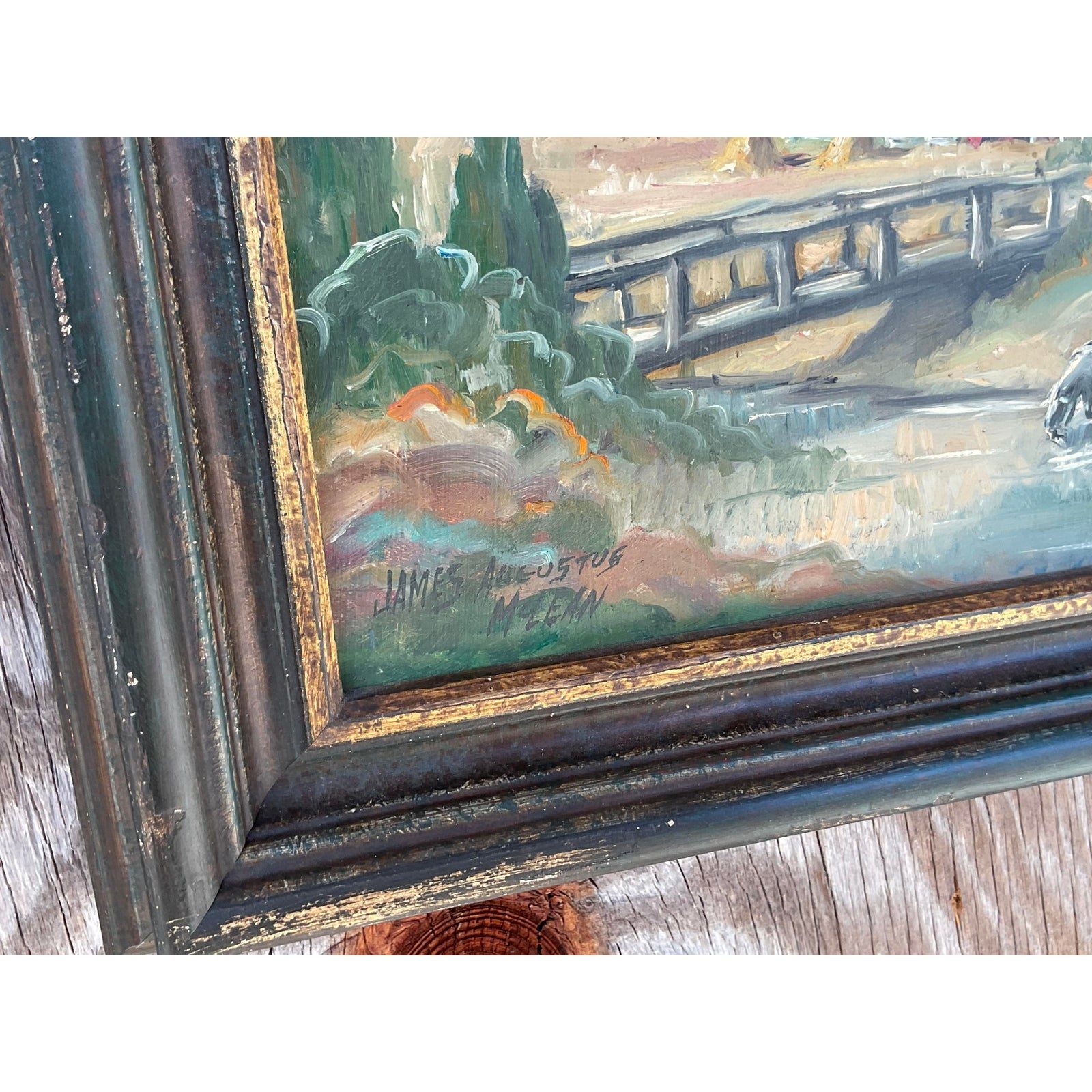 Vintage Boho Original Oil Painting Signed James Augustus McLean - Top view