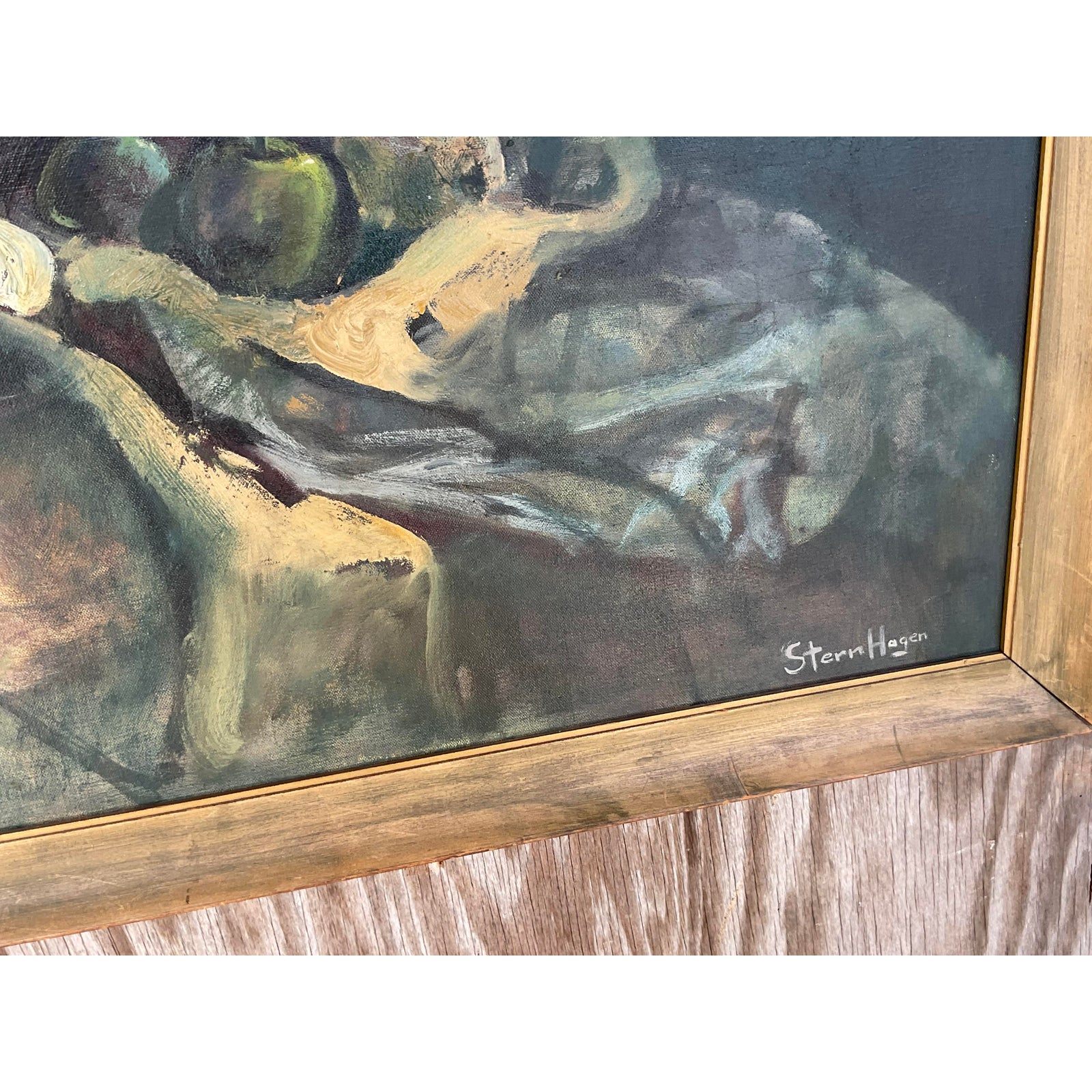Vintage Boho Original Oil Painting Signed Stern Hagen - Top view