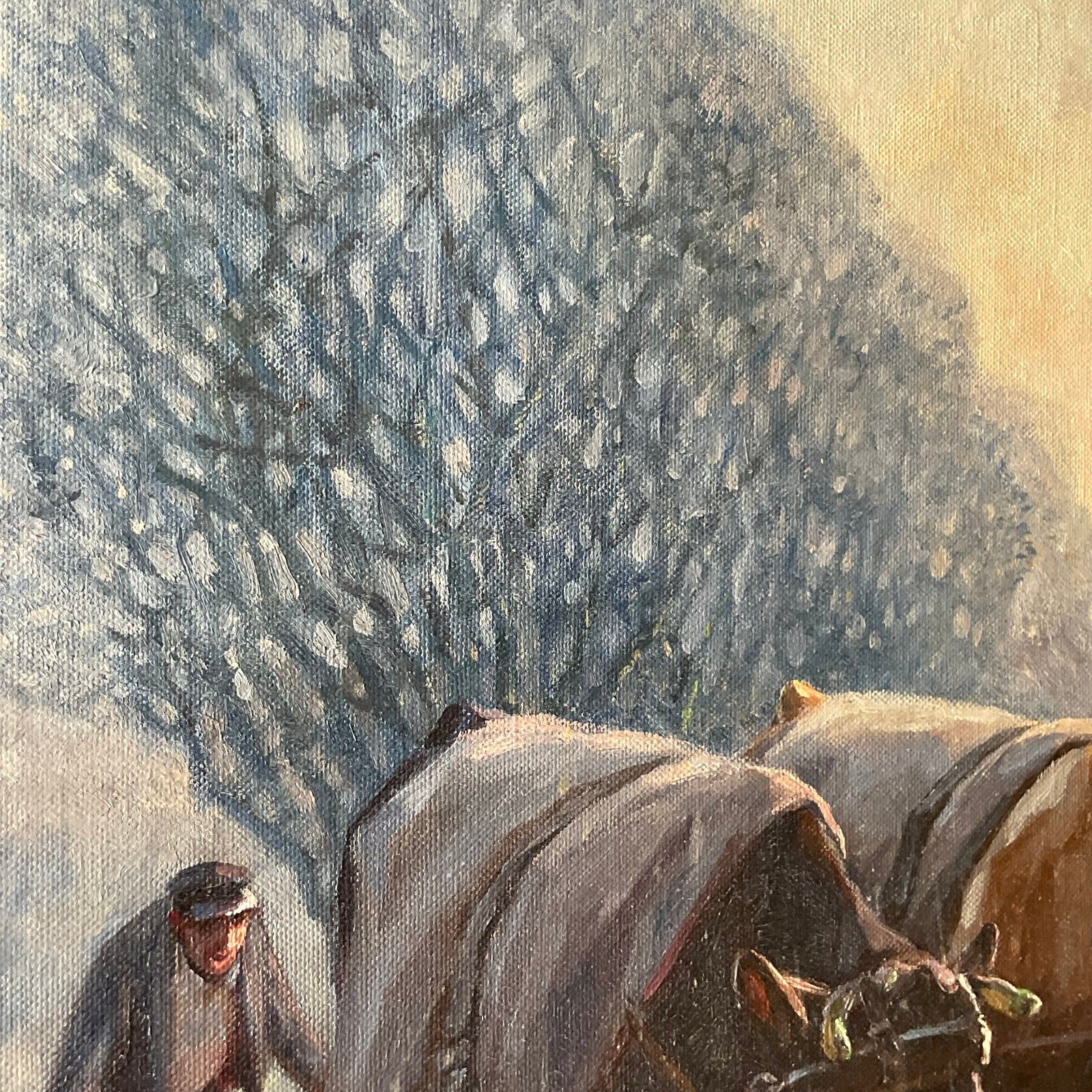 Vintage Boho Original Oil Pastoral Painting Signed Eugen Osswald - Detail view