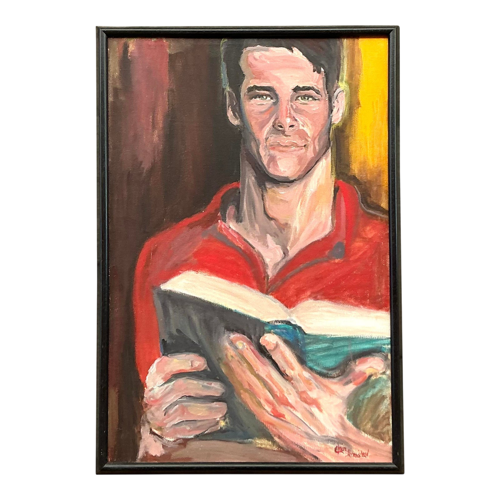 Vintage Boho Original Oil Portrait of Man