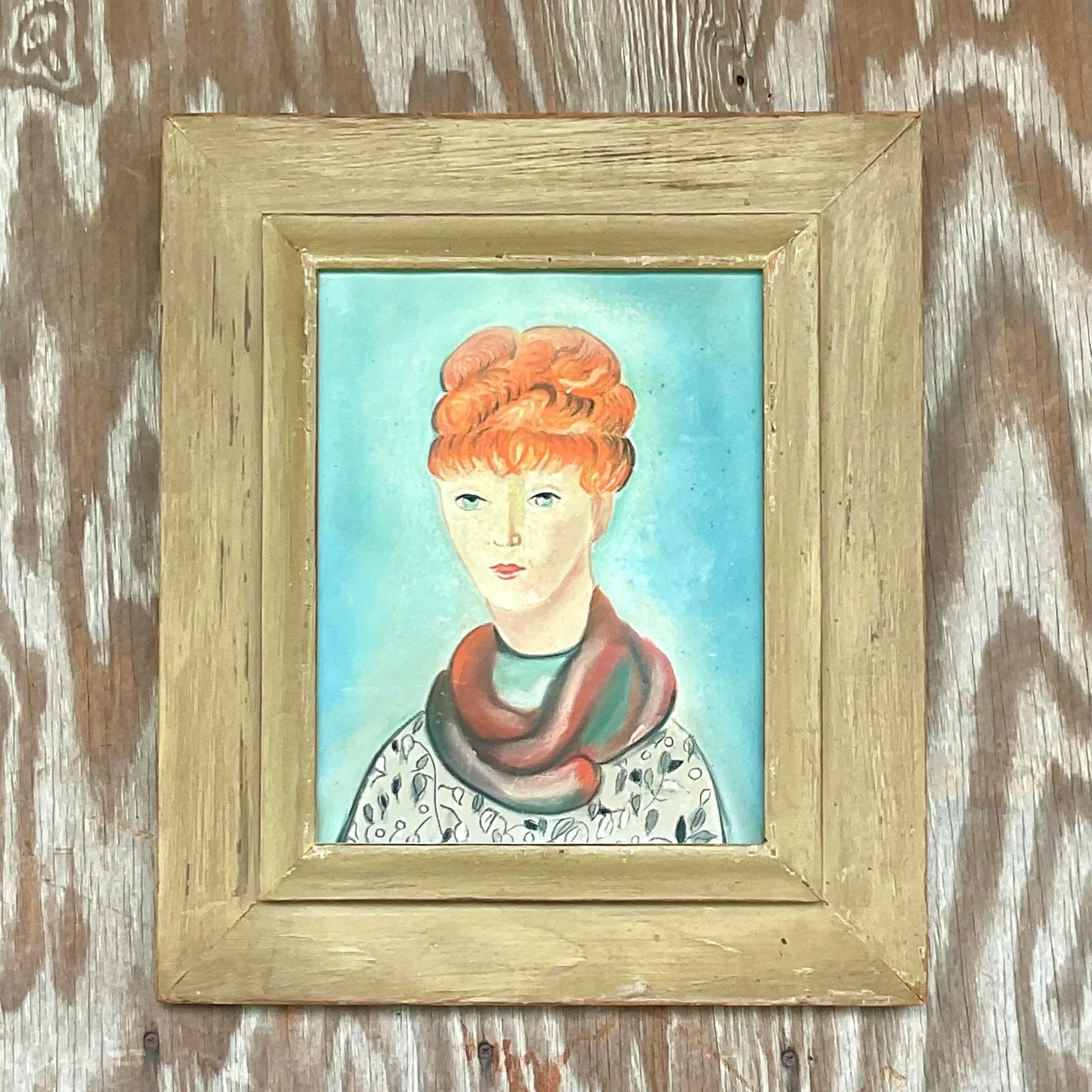 Vintage Boho Original Oil Portrait of Woman - Back view