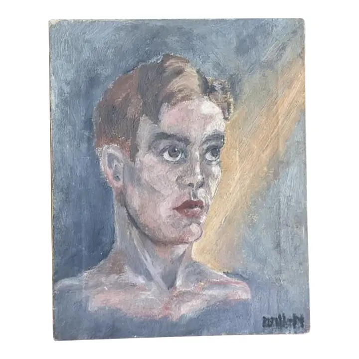 Vintage Boho Original Oil Portrait on Board