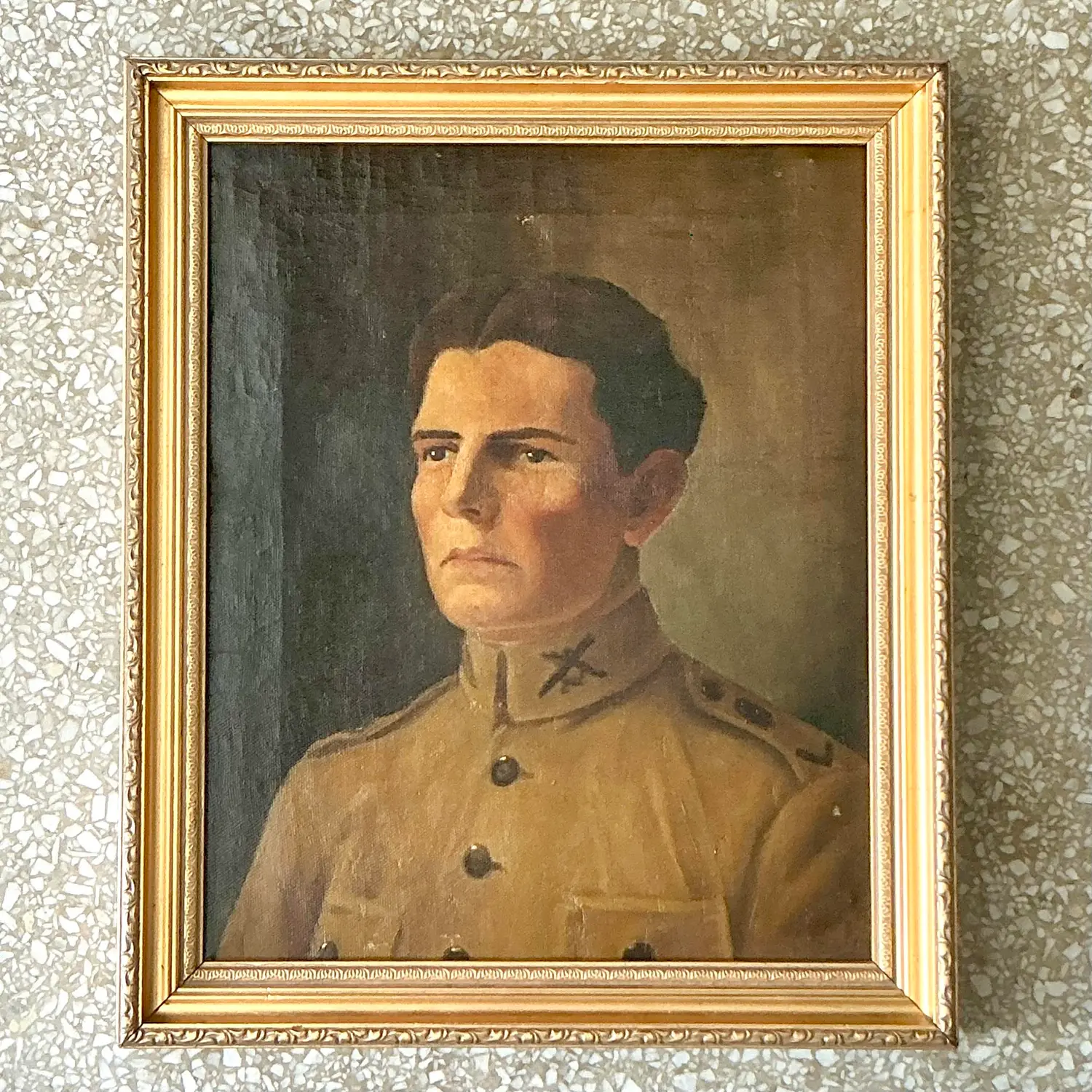 Vintage Boho Original Oil Portrait on Canvas - Side view