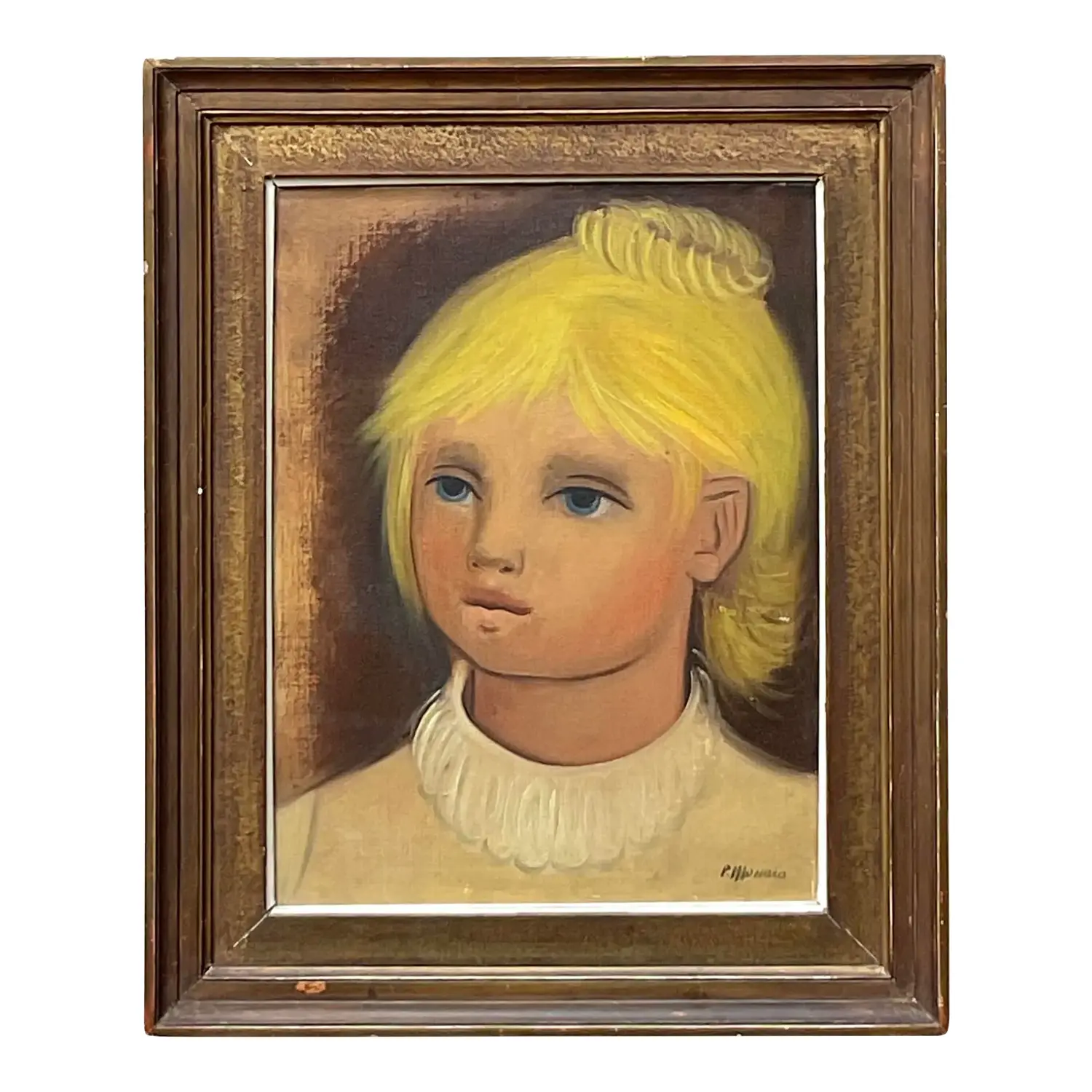 Vintage Boho Original Oil Portrait on Canvas
