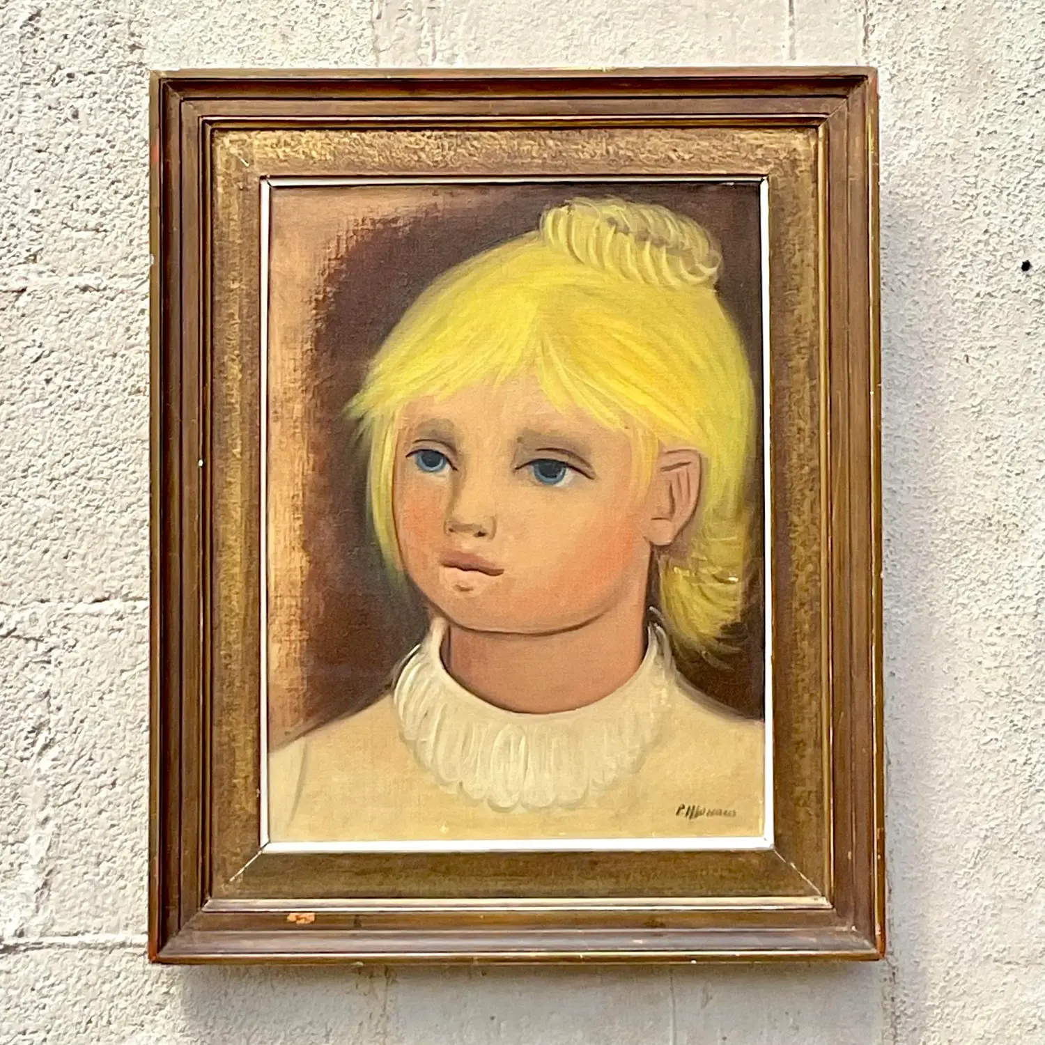 Vintage Boho Original Oil Portrait on Canvas - Side view