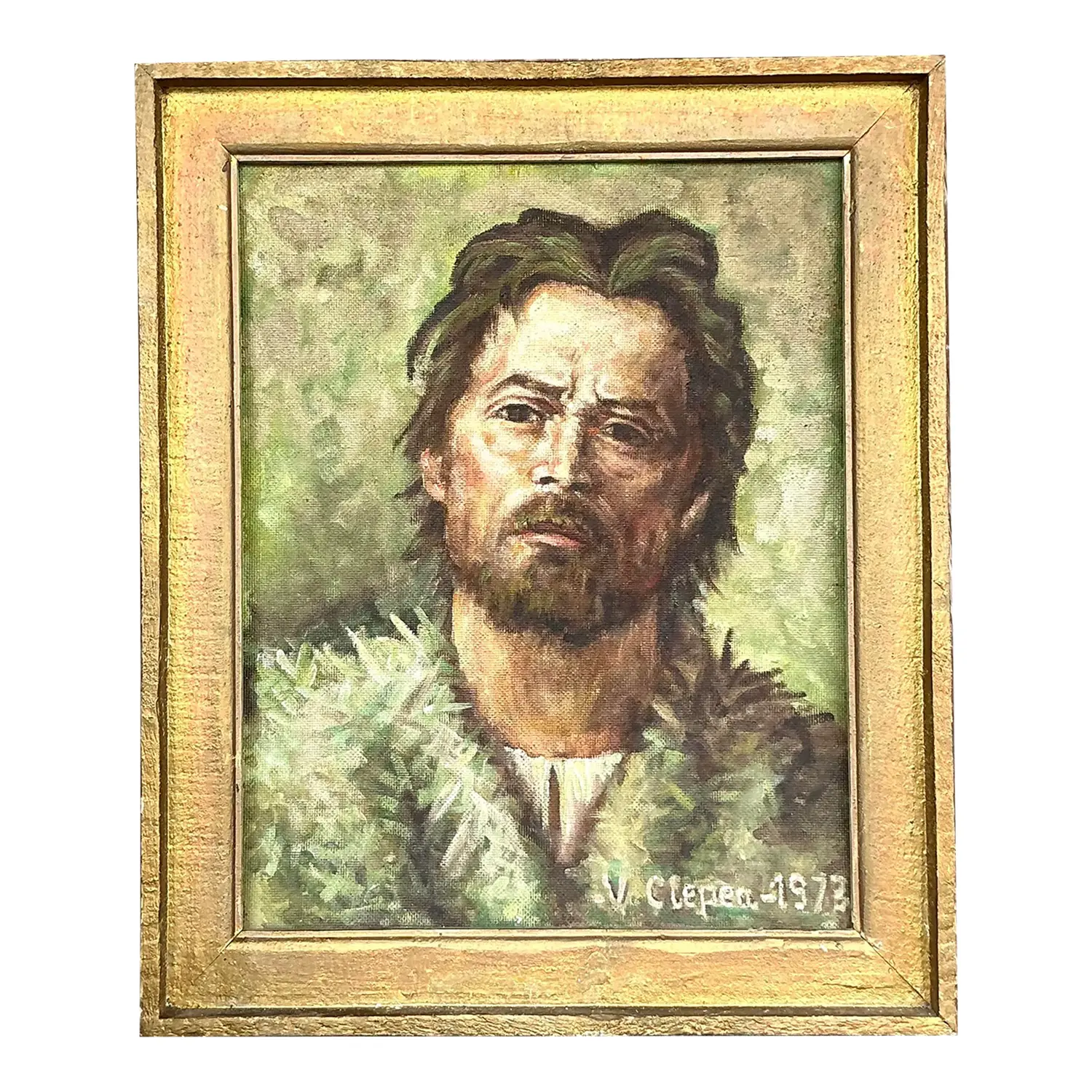 Vintage Boho Original Oil Portrait on Canvas