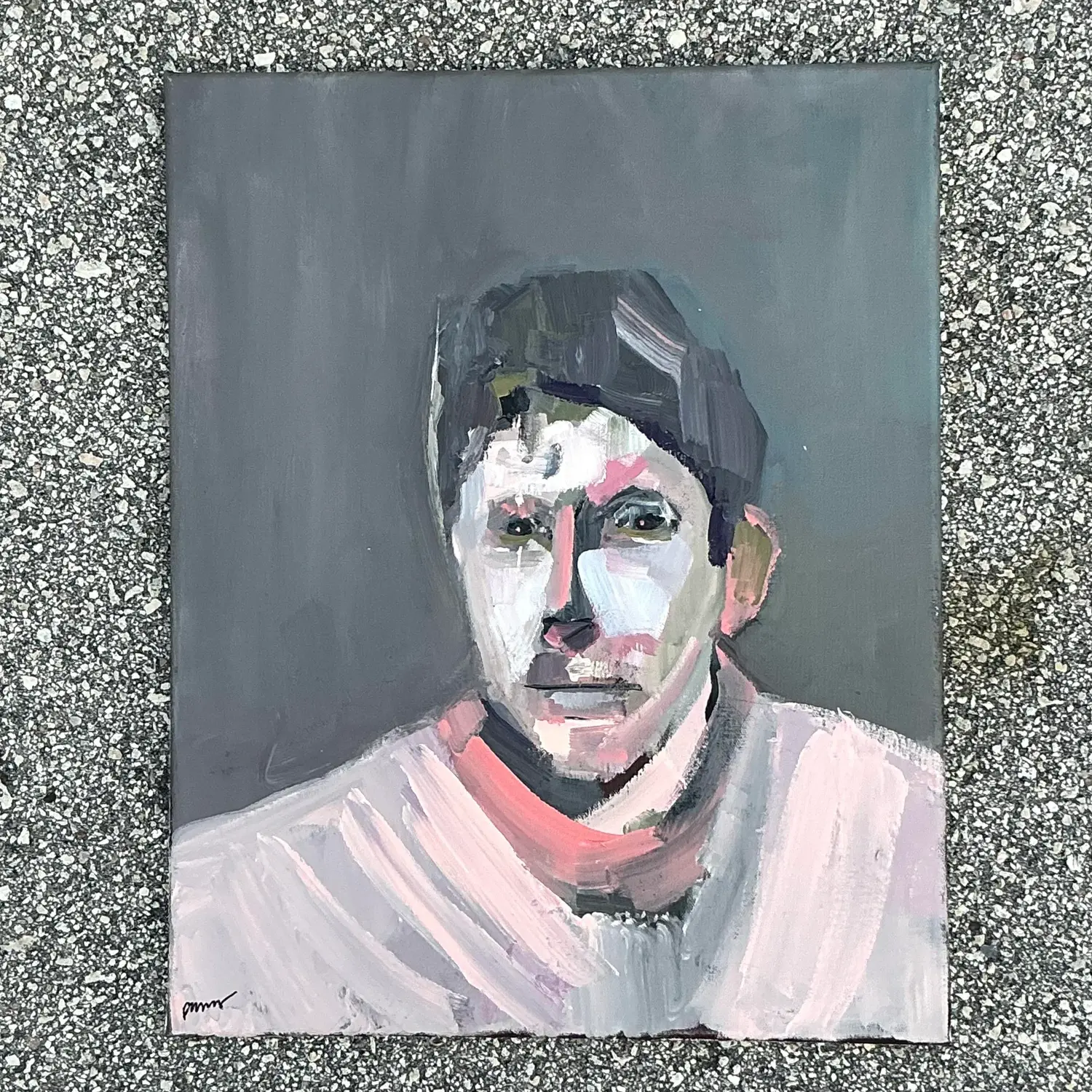Vintage Boho Original Oil Portrait on Canvas