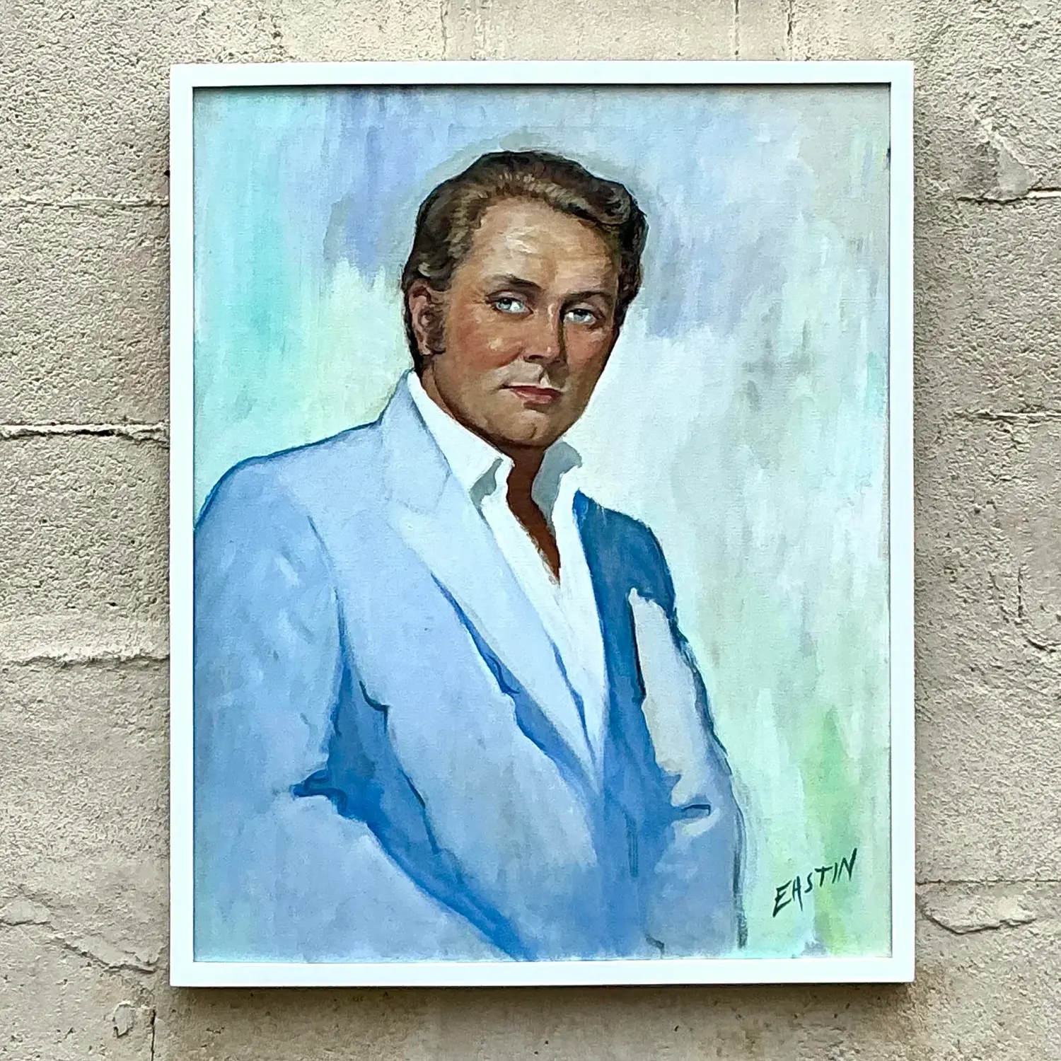 Vintage Boho Original Oil Portrait on Canvas - Top view