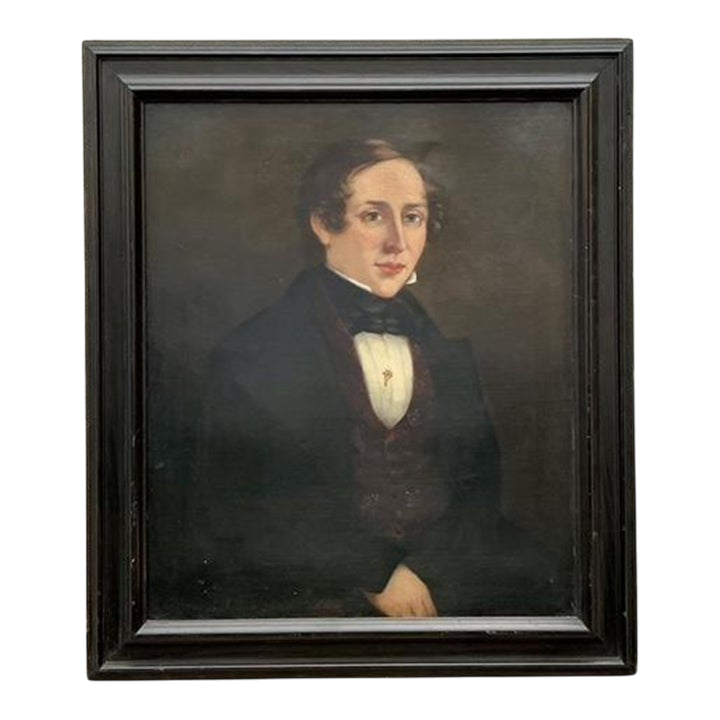 Vintage Boho Original Oil Portrait on Canvas