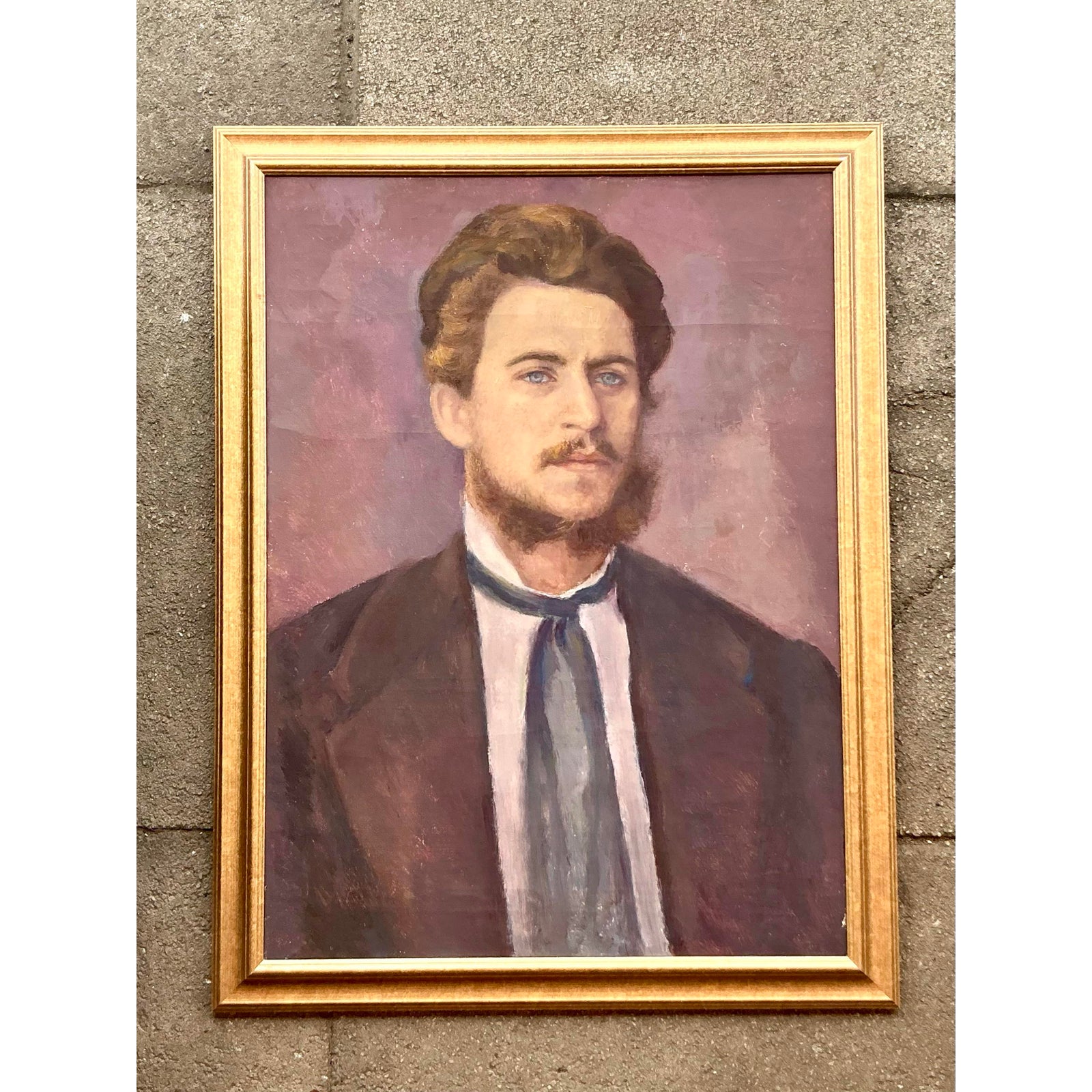 Vintage Boho Original Oil Portrait on Canvas - Side view