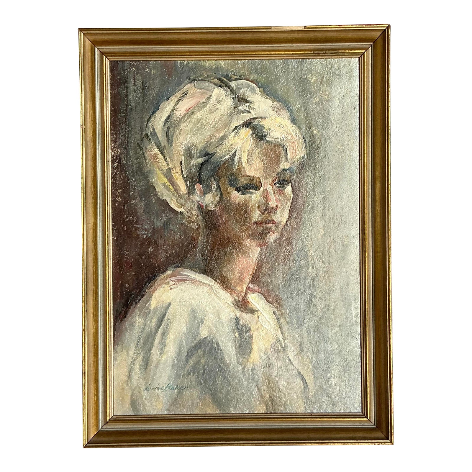 Vintage Boho Original Oil Portrait on Canvas