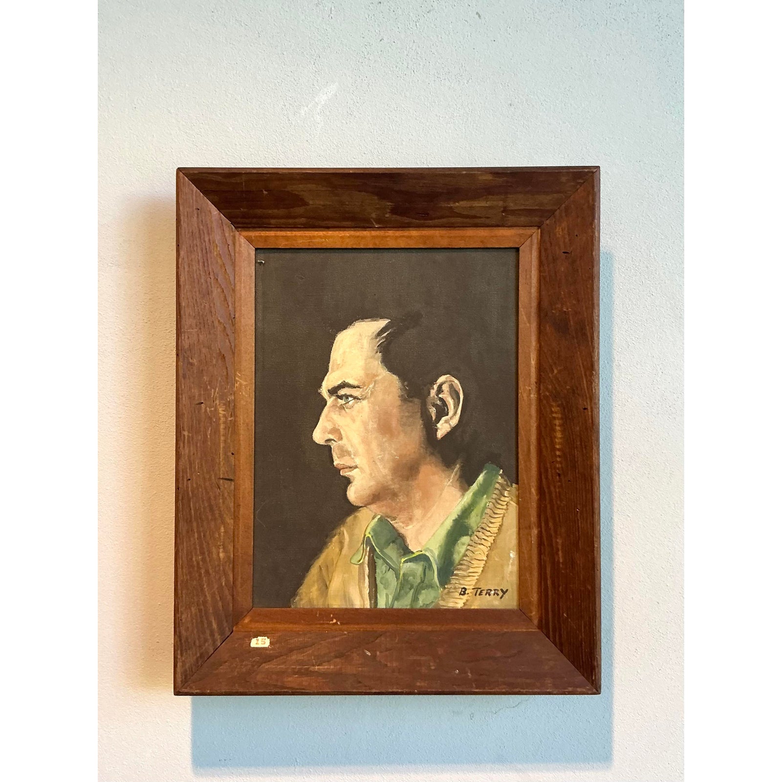 Vintage Boho Original Oil Portrait on Canvas - Back view