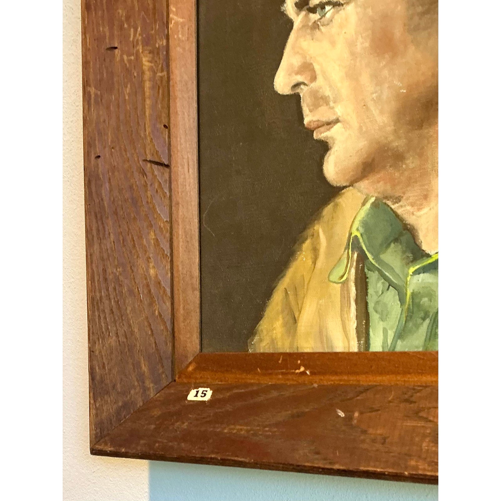 Vintage Boho Original Oil Portrait on Canvas - Side view