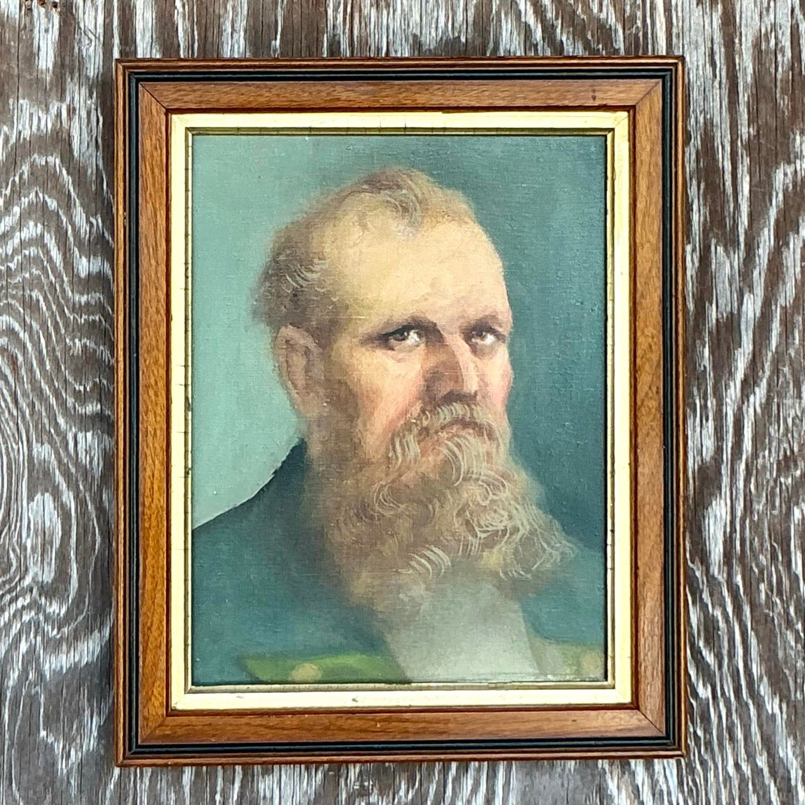 Vintage Boho Original Oil Portrait on Canvas - Detail view