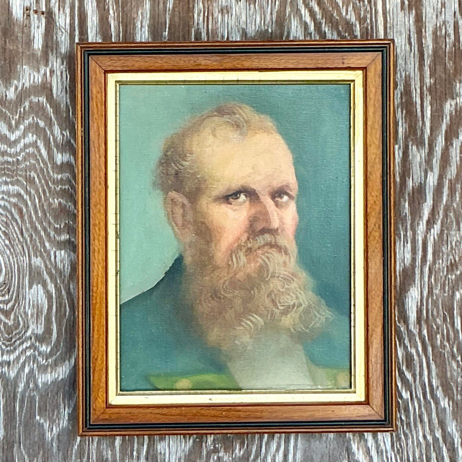 Vintage Boho Original Oil Portrait on Canvas - Top view
