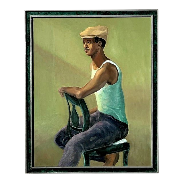 Vintage Boho Original Oil Portrait on Canvas