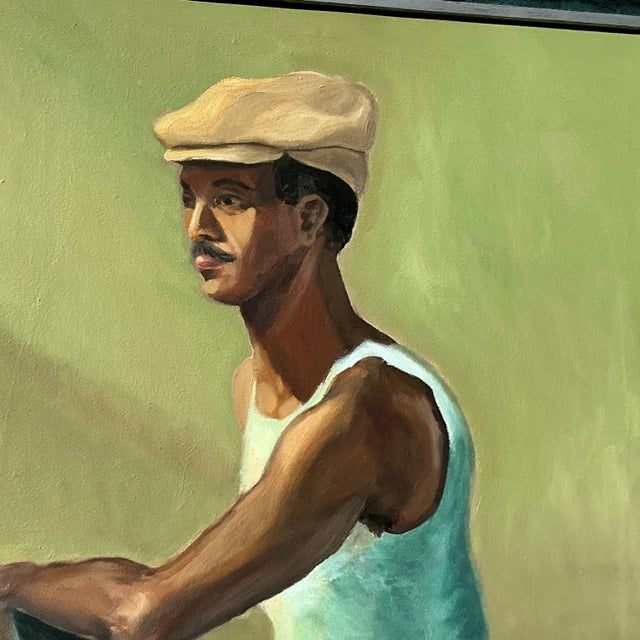 Vintage Boho Original Oil Portrait on Canvas - Side view