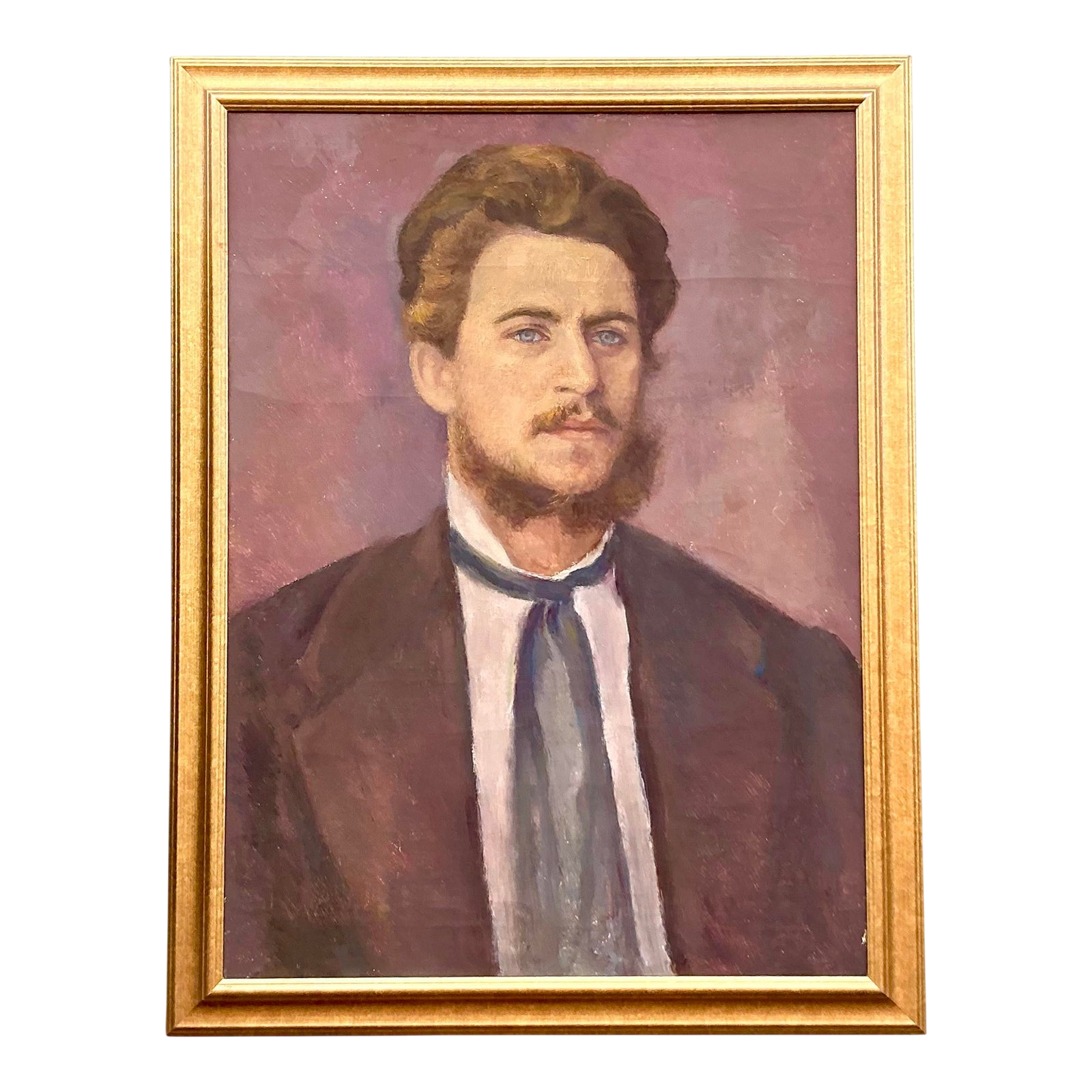 Vintage Boho Original Oil Portrait on Canvas