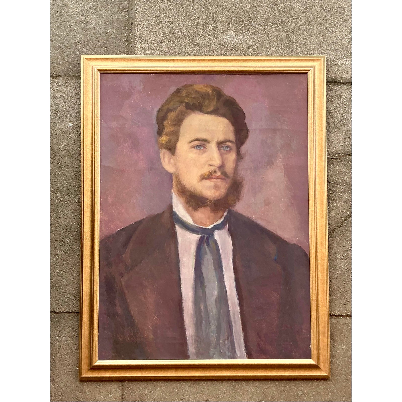 Vintage Boho Original Oil Portrait on Canvas - Back view