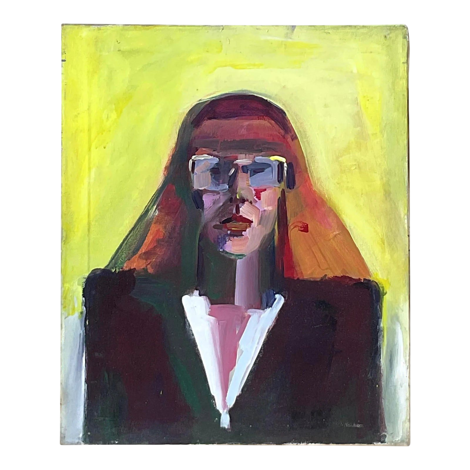 Vintage Boho Original Oil Portrait on Canvas Painting