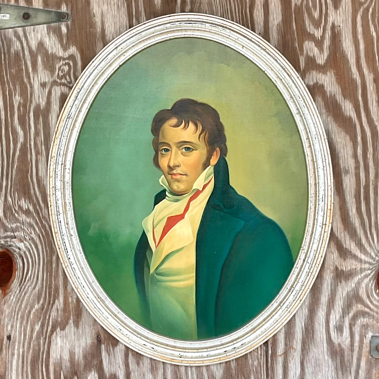 Vintage Boho Original Oil Portrait Painting on Canvas - Top view