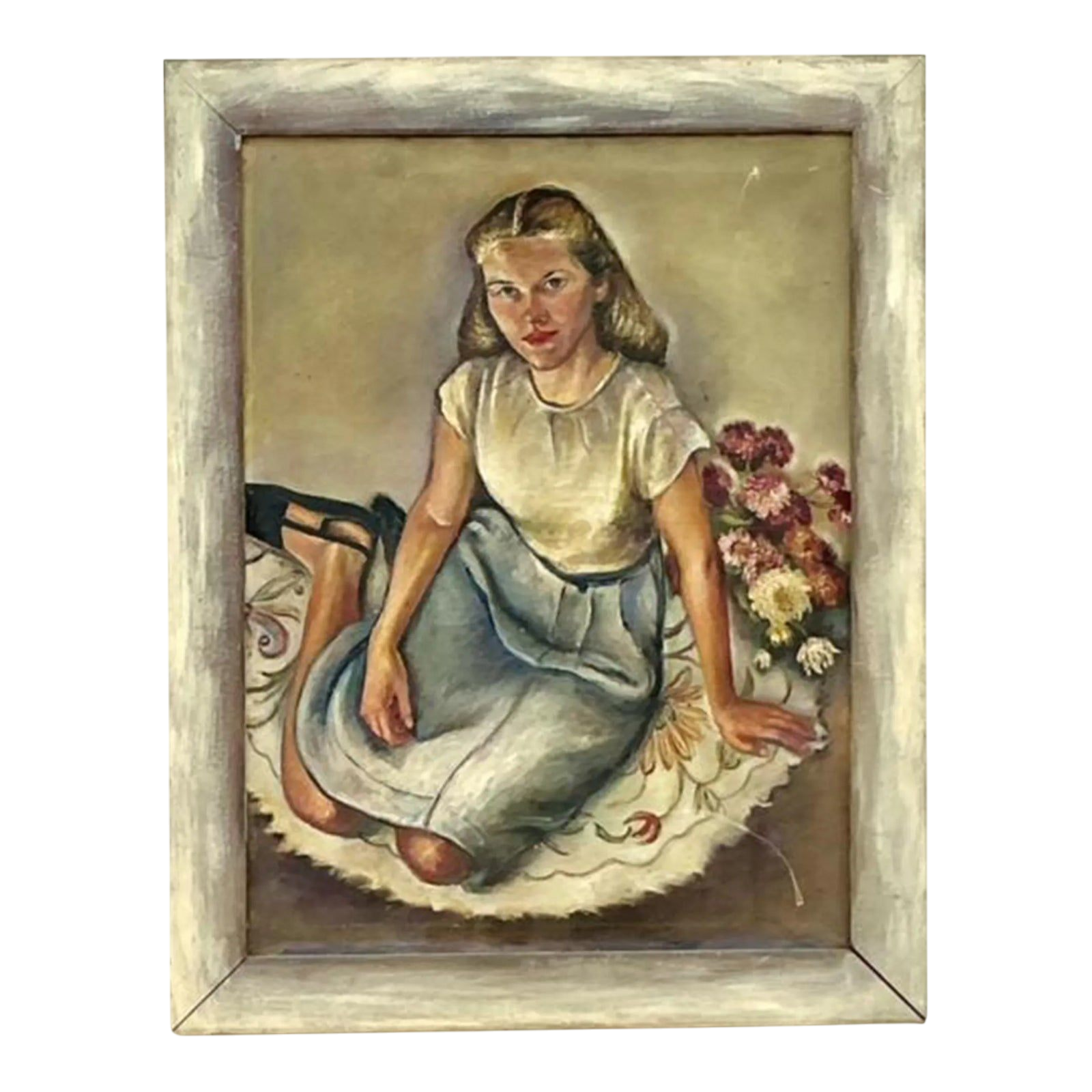 Vintage Boho Original Oil Portrait Painting on Canvas