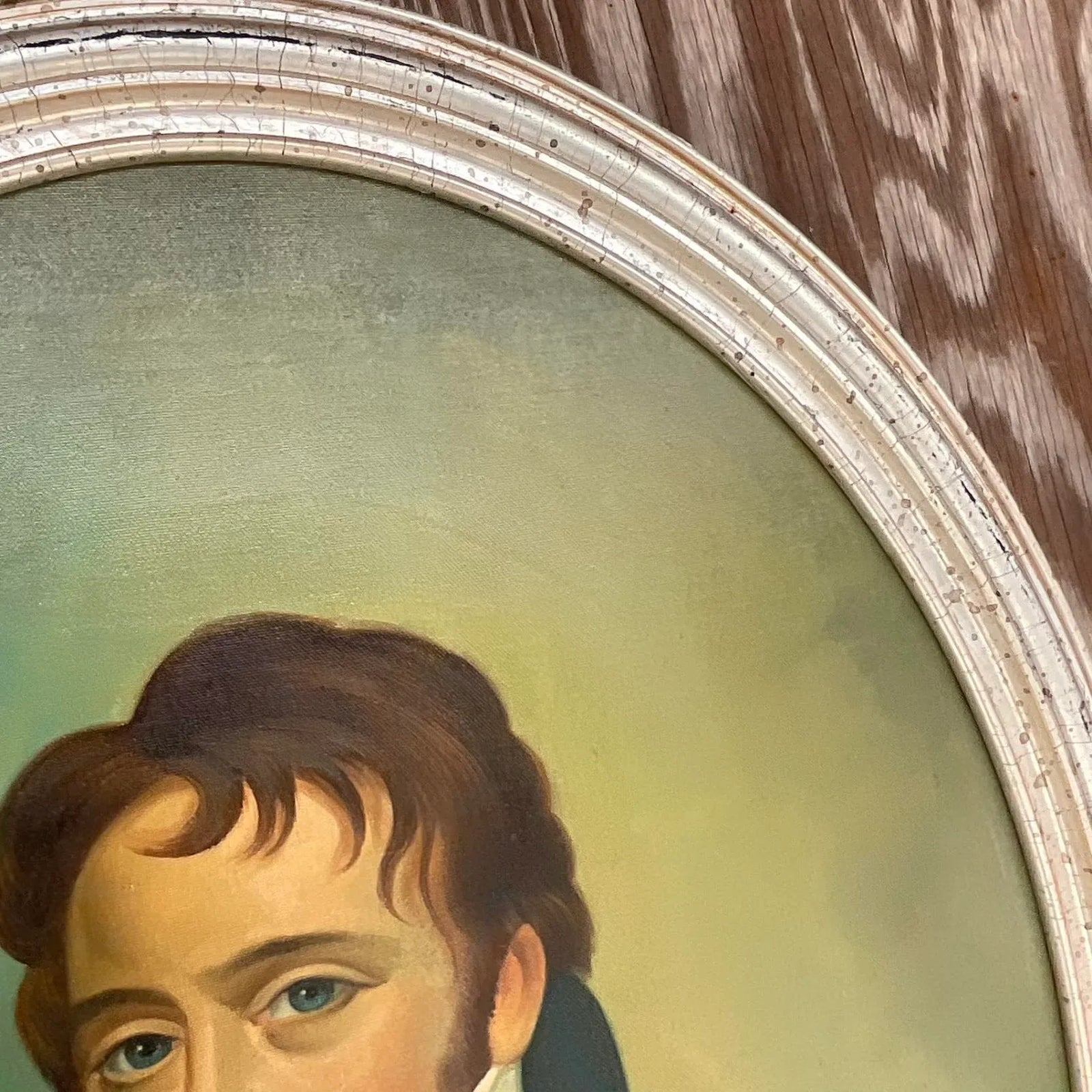 Vintage Boho Original Oil Portrait Painting on Canvas - Top view