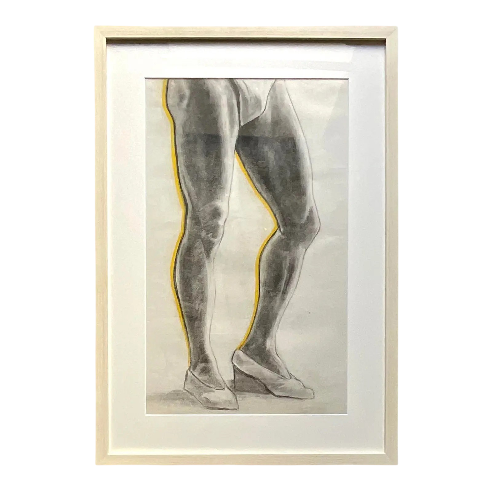 Vintage Boho Original Pencil Sketch of a Mans Legs