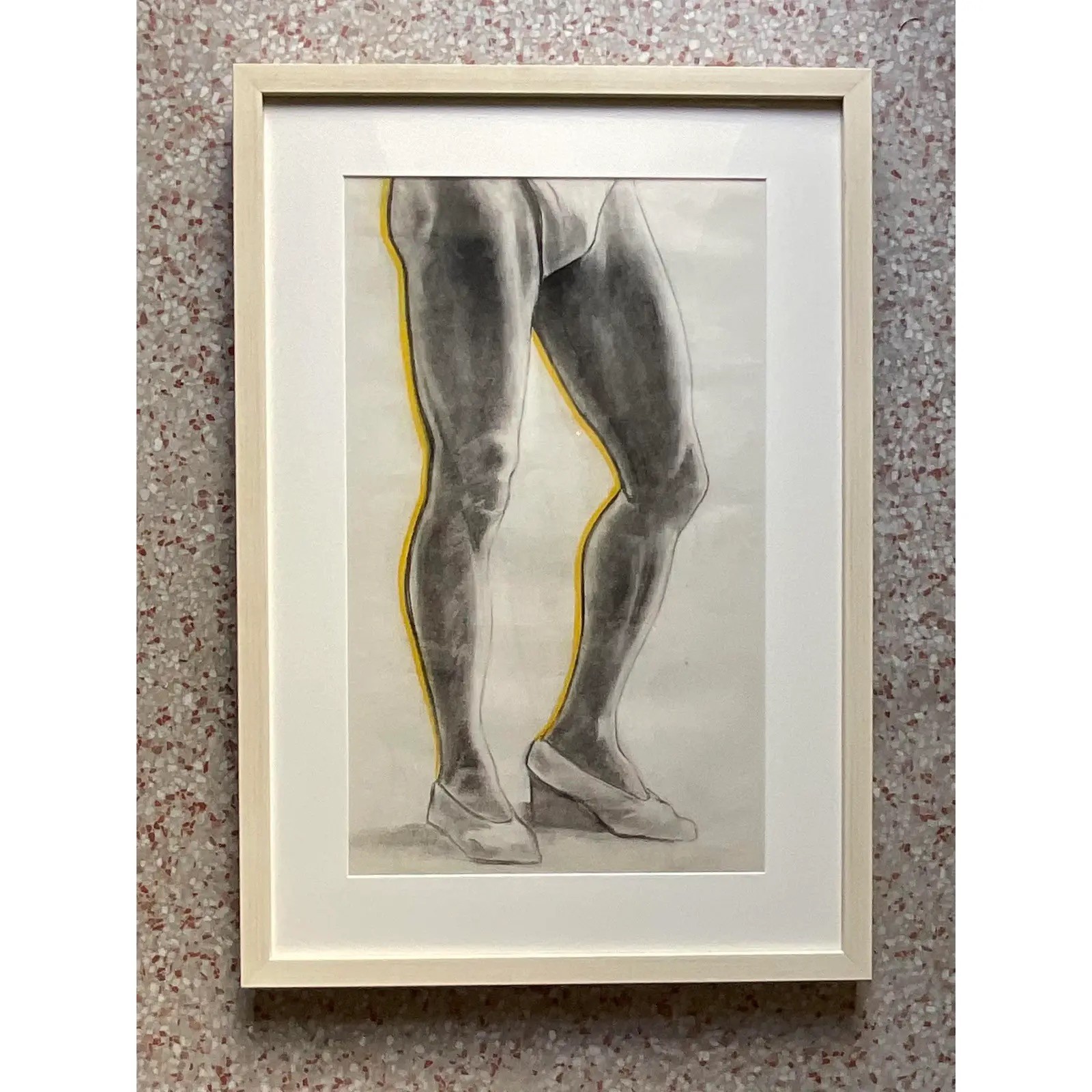 Vintage Boho Original Pencil Sketch of a Mans Legs - Back view