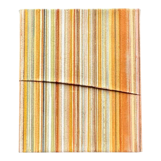 Vintage Boho Original Pleated Striped Abstract Oil on Canvas “Orange Stripe”