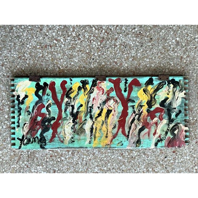 Vintage Boho Original Purvis Young Painting on Door - Back view