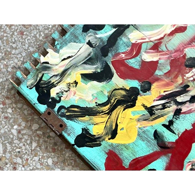 Vintage Boho Original Purvis Young Painting on Door - Top view