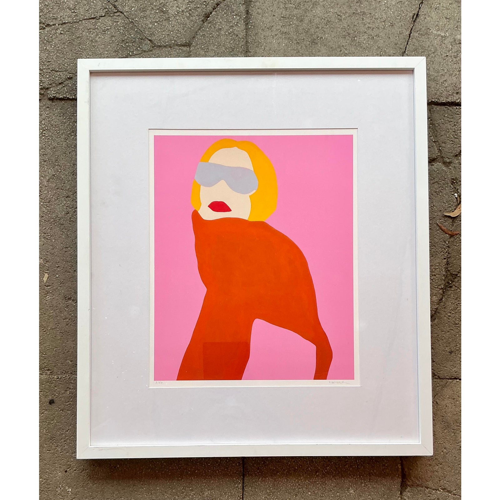 Vintage Boho Original Signed and Numbered Melo Porter Op Art Lithograph - Side view