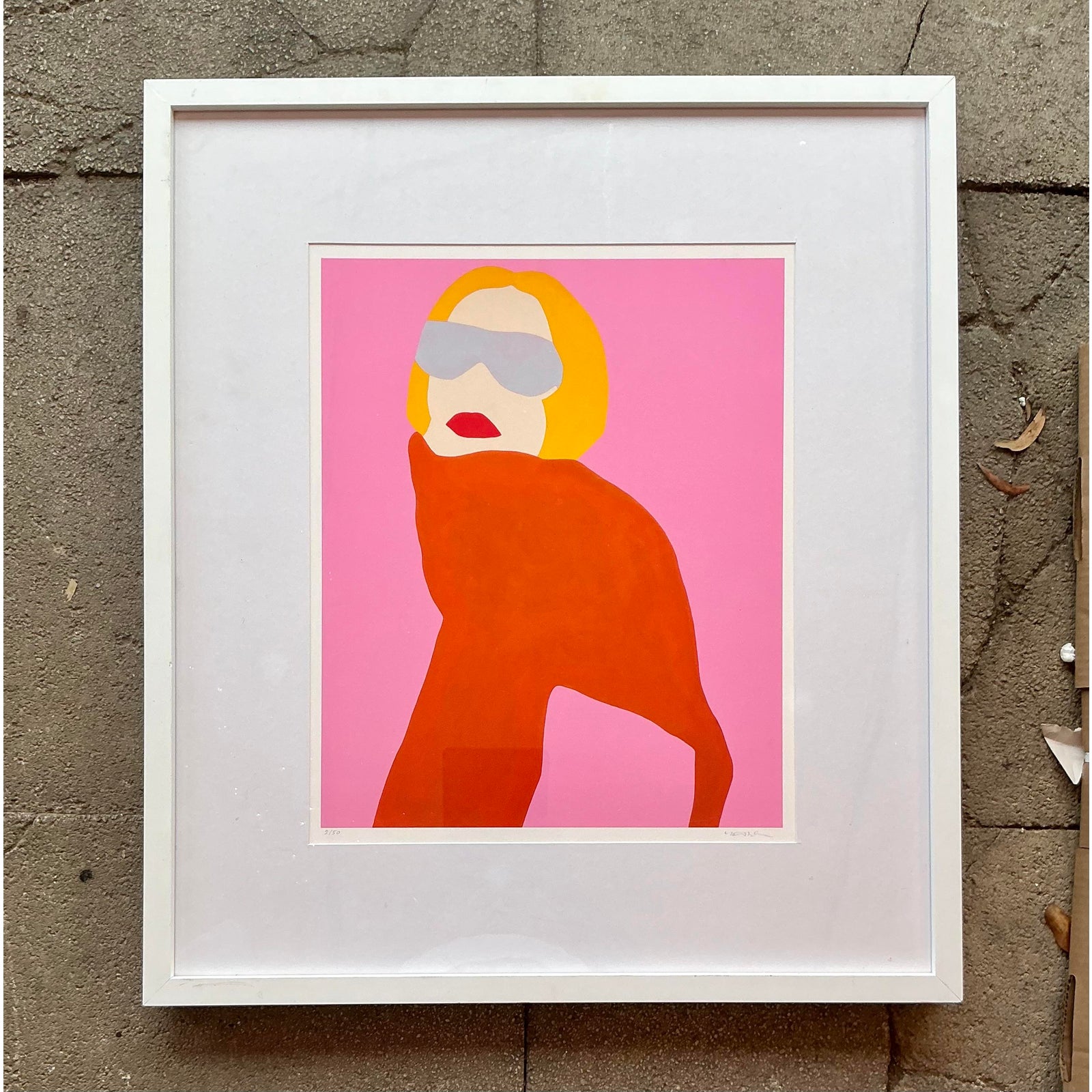 Vintage Boho Original Signed and Numbered Melo Porter Op Art Lithograph - Top view