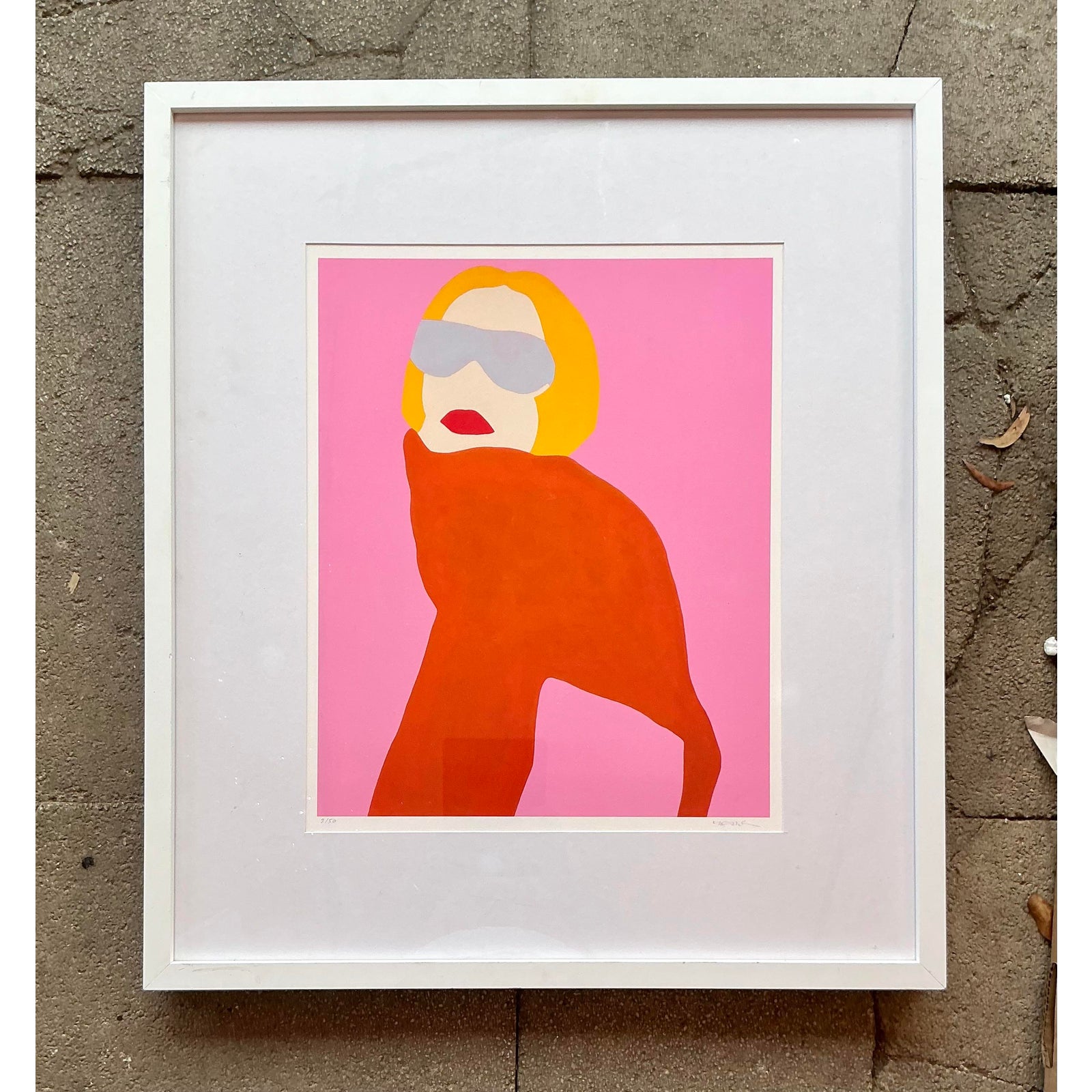 Vintage Boho Original Signed and Numbered Melo Porter Op Art Lithograph - Back view