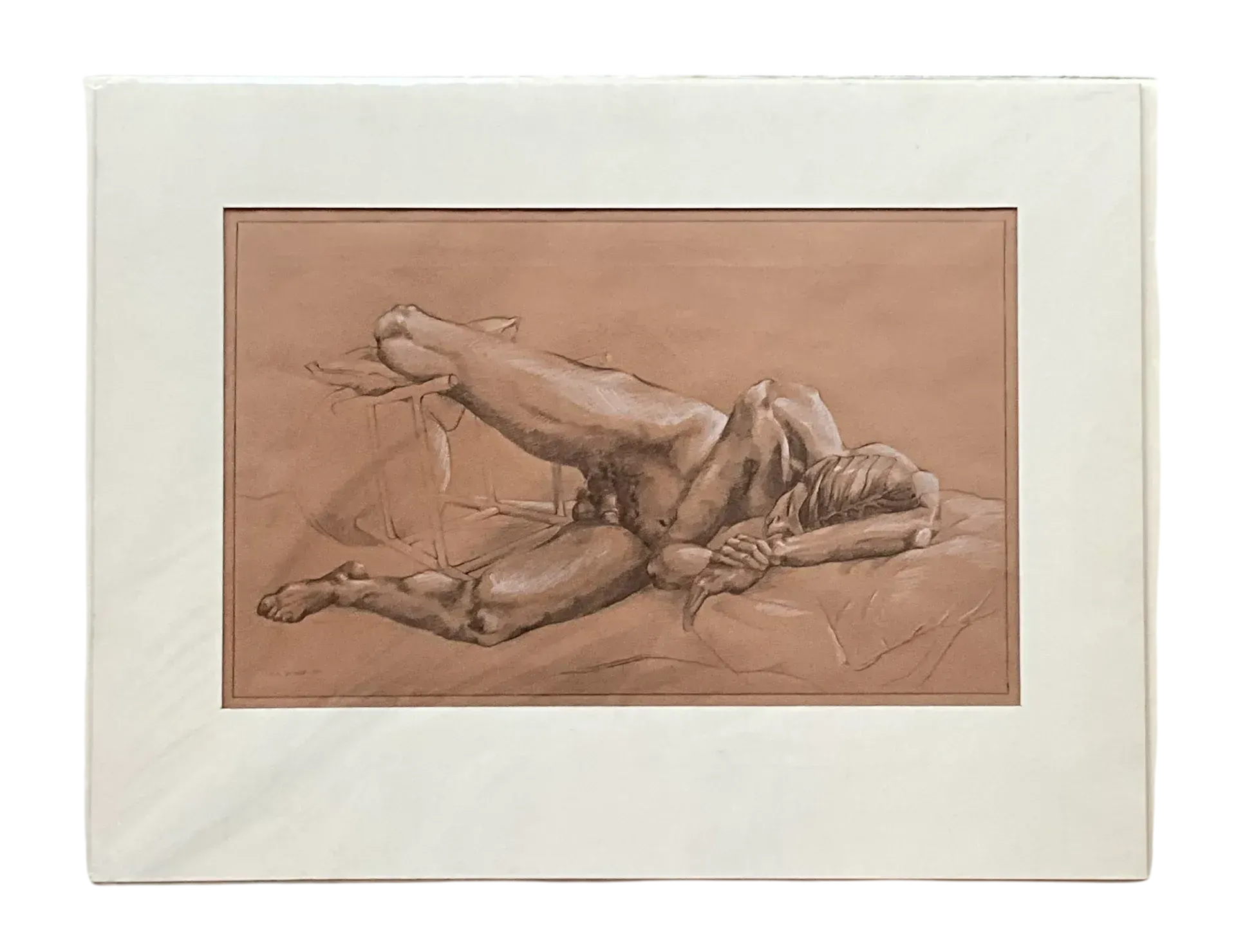 Vintage Boho Original Signed Nude Sketch - Detail view