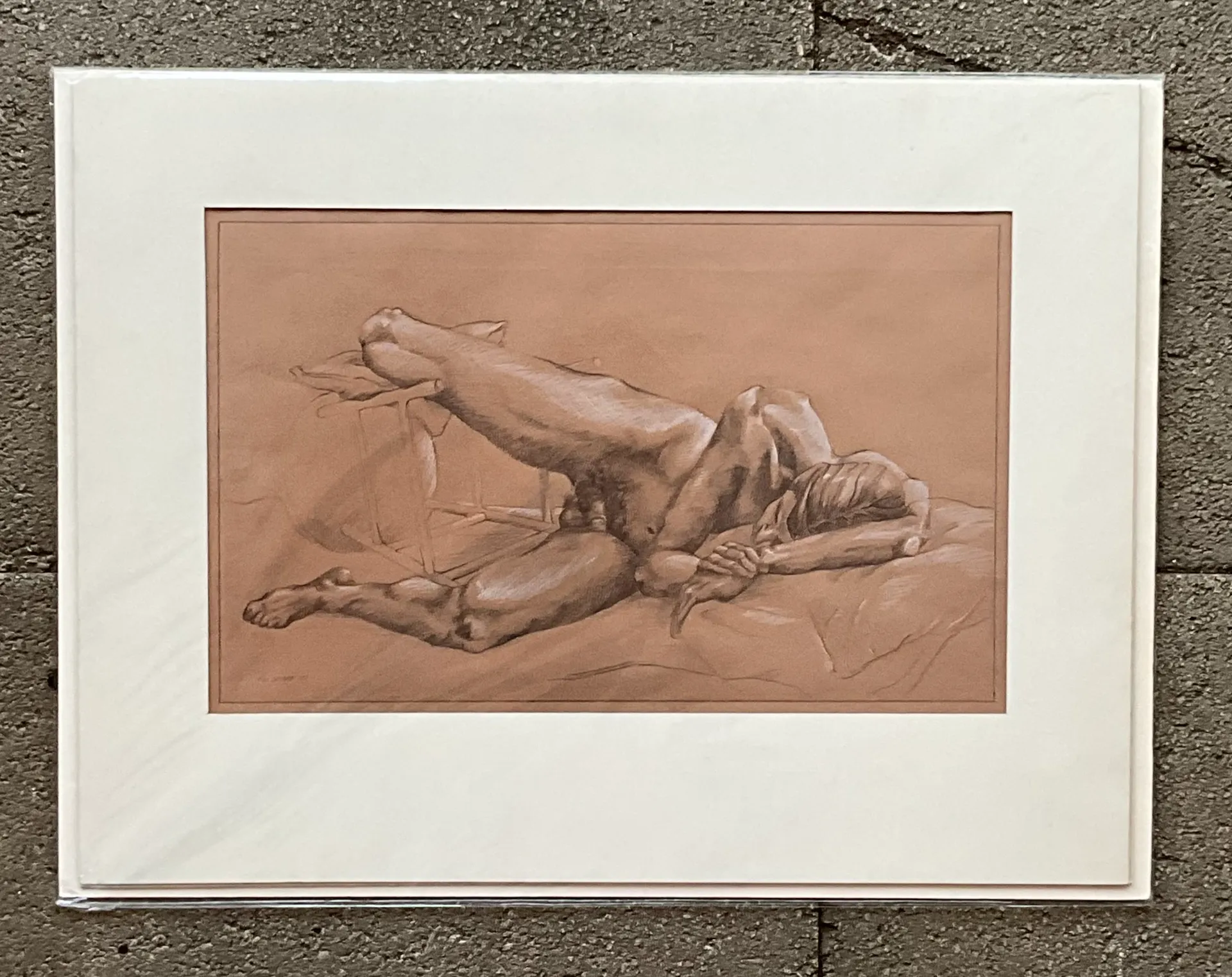 Vintage Boho Original Signed Nude Sketch - Back view