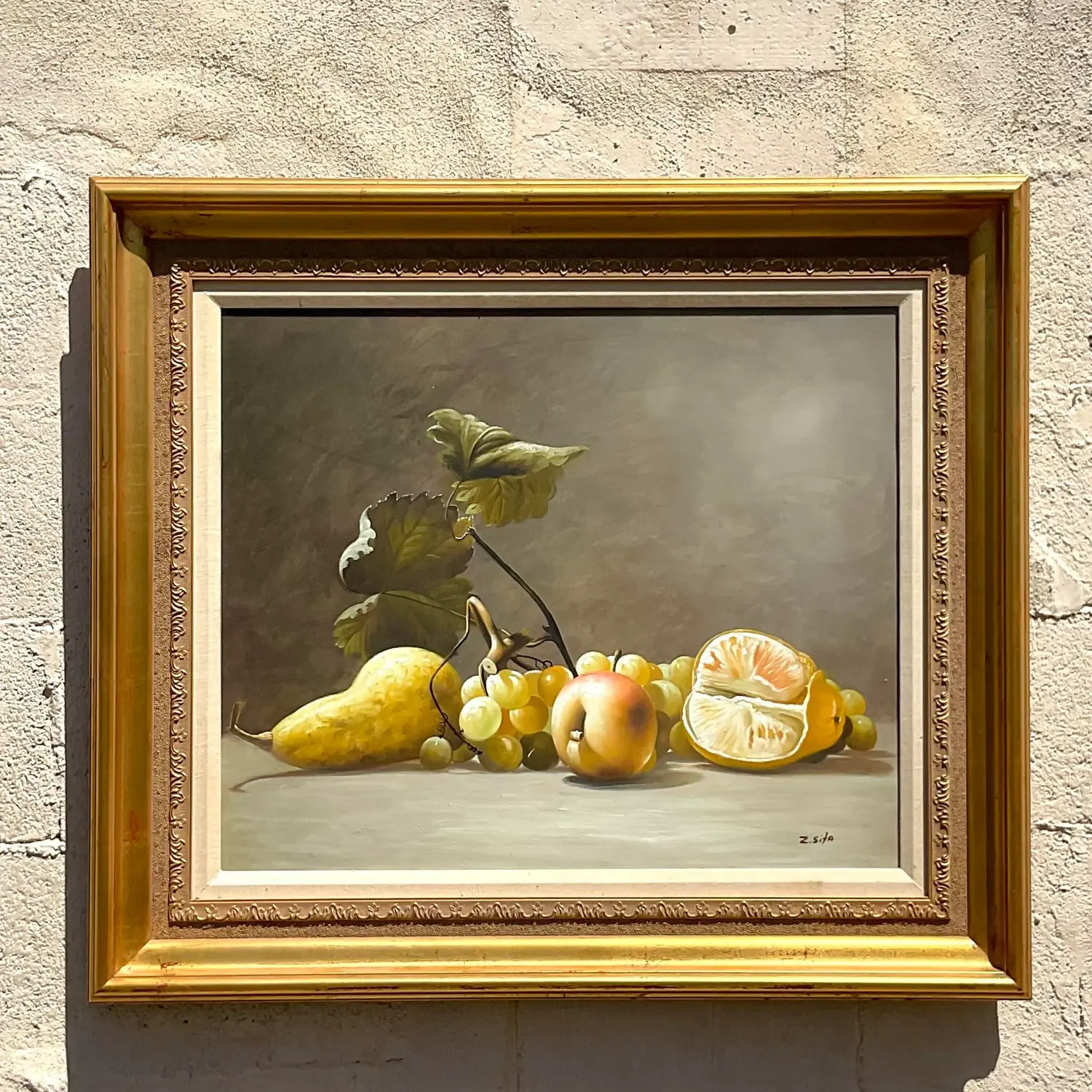 Vintage Boho Original Still Life Oil Painting on Canvas - Detail view