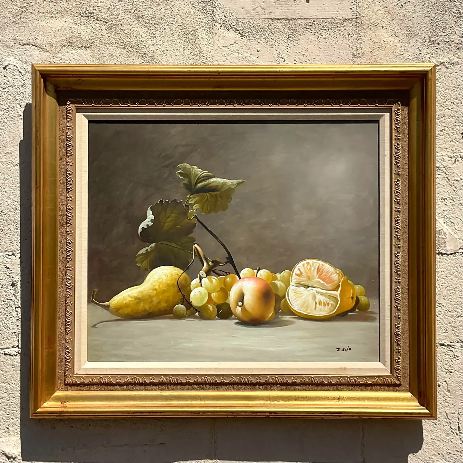 Vintage Boho Original Still Life Oil Painting on Canvas - Side view