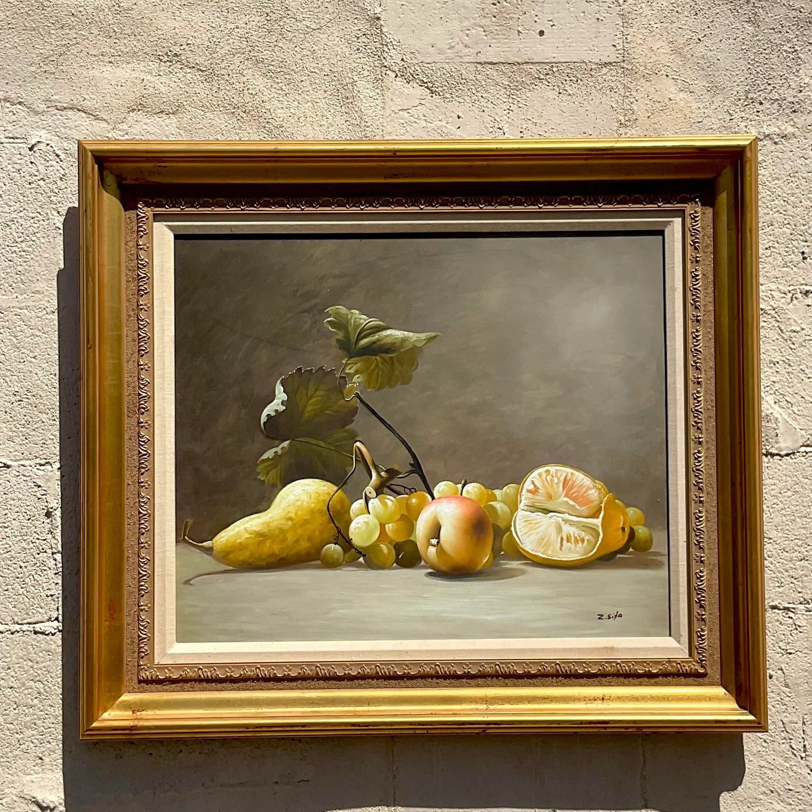 Vintage Boho Original Still Life Oil Painting on Canvas - Detail view