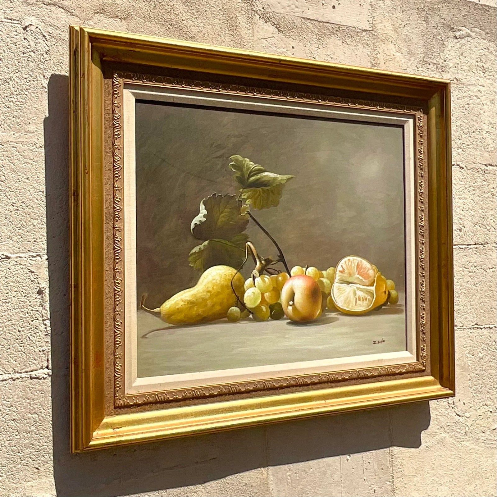 Vintage Boho Original Still Life Oil Painting on Canvas - Top view