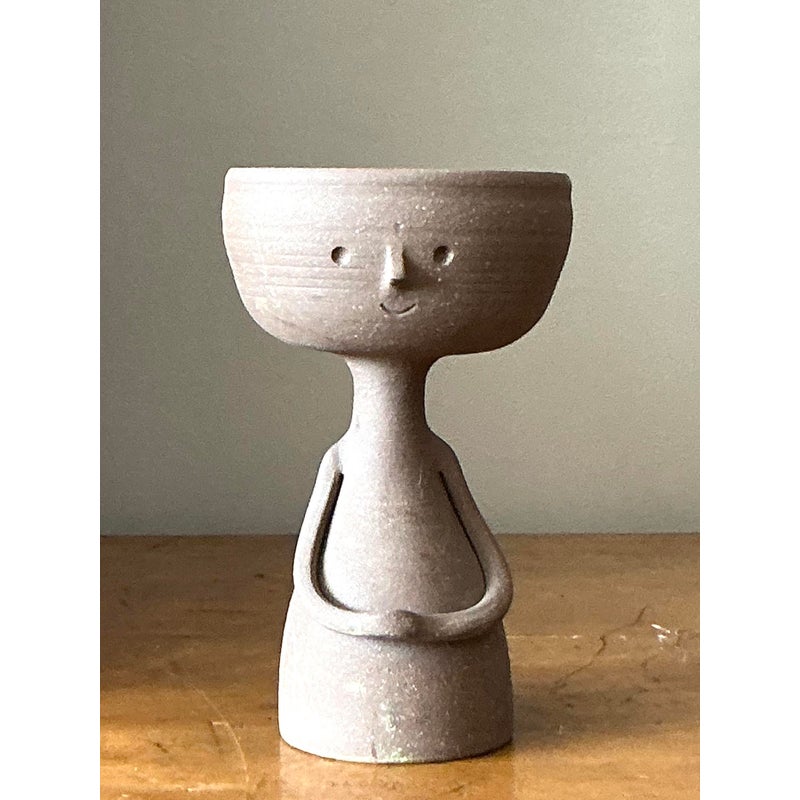 Vintage Boho Original Studio Pottery Figurative Bowl - Side view