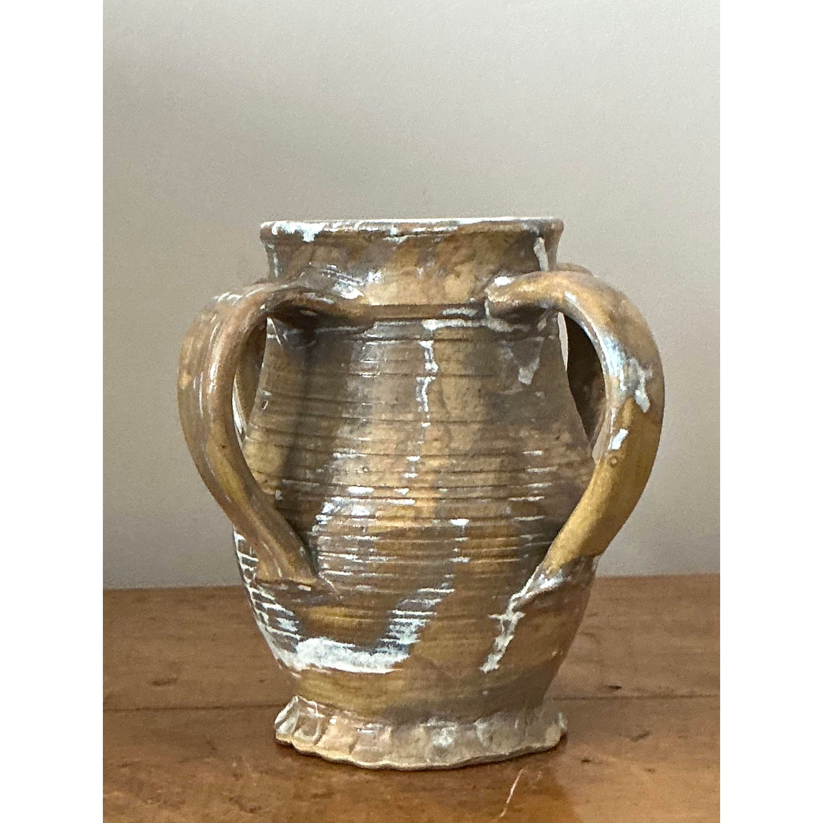 Vintage Boho Original Studio Pottery Handle Vase - Detail view