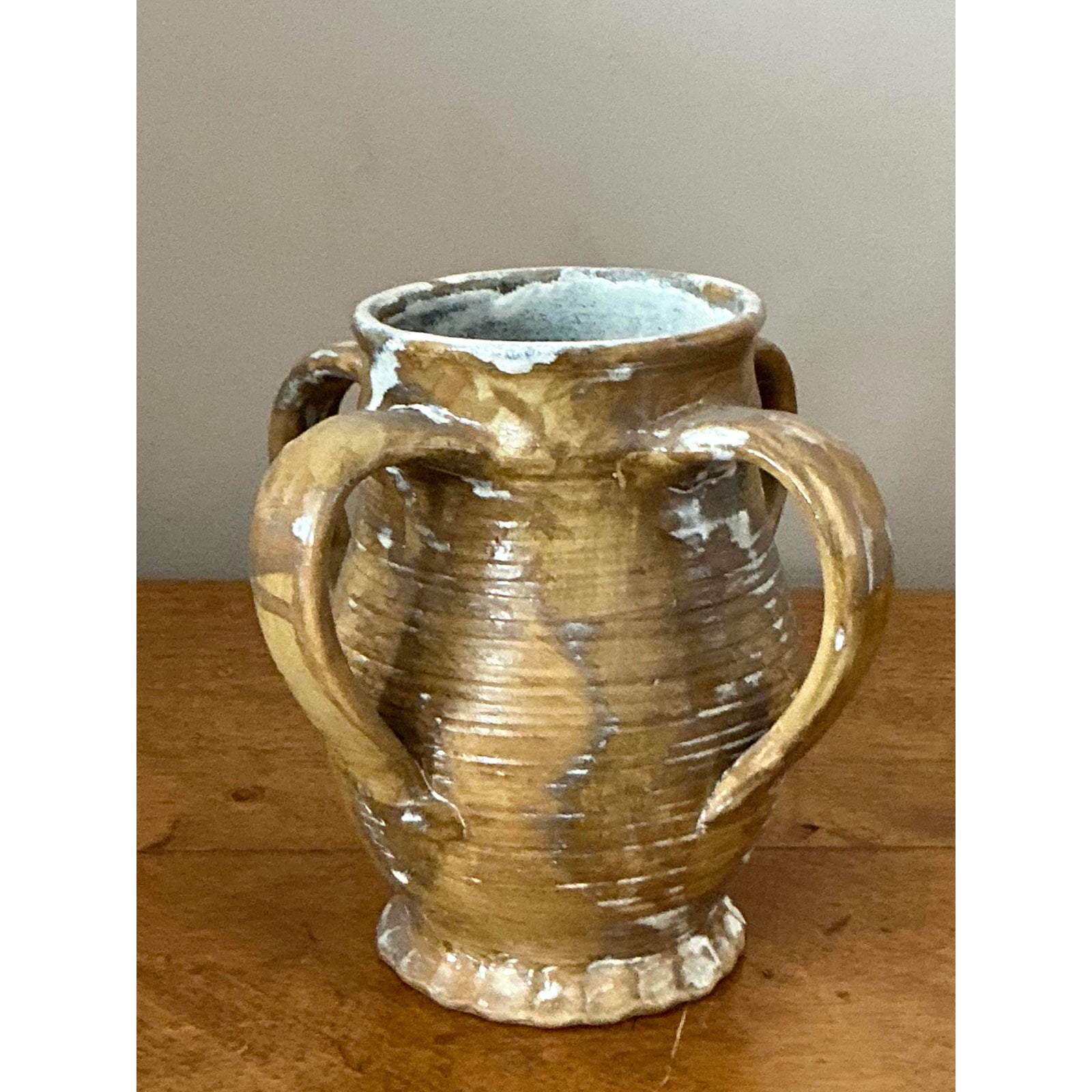 Vintage Boho Original Studio Pottery Handle Vase - Back view