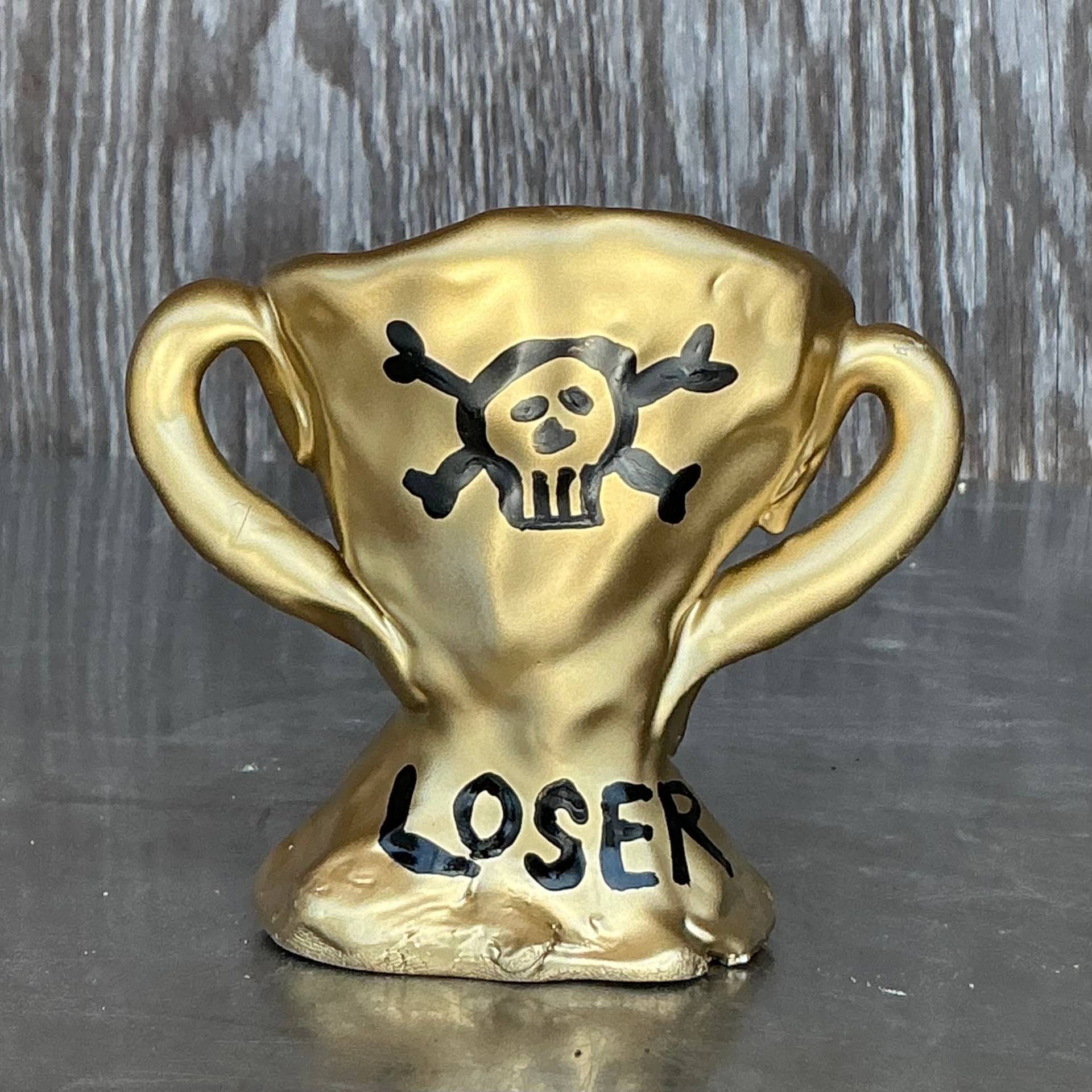 Vintage Boho Original Studio Pottery Loser Trophy - Detail view