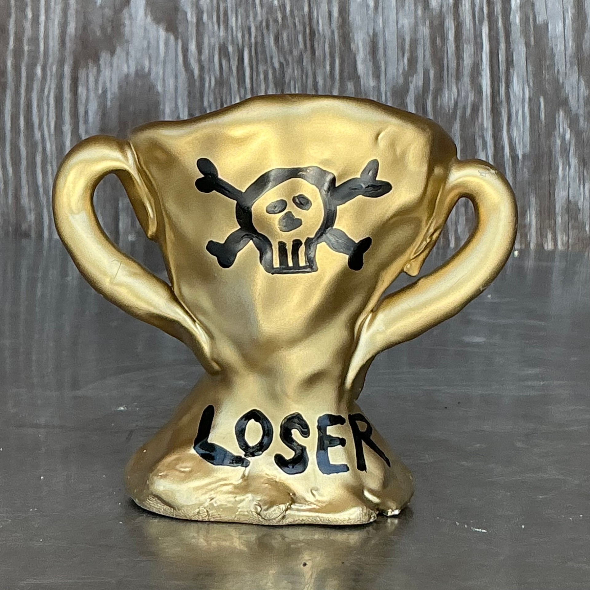 Vintage Boho Original Studio Pottery Loser Trophy - Side view
